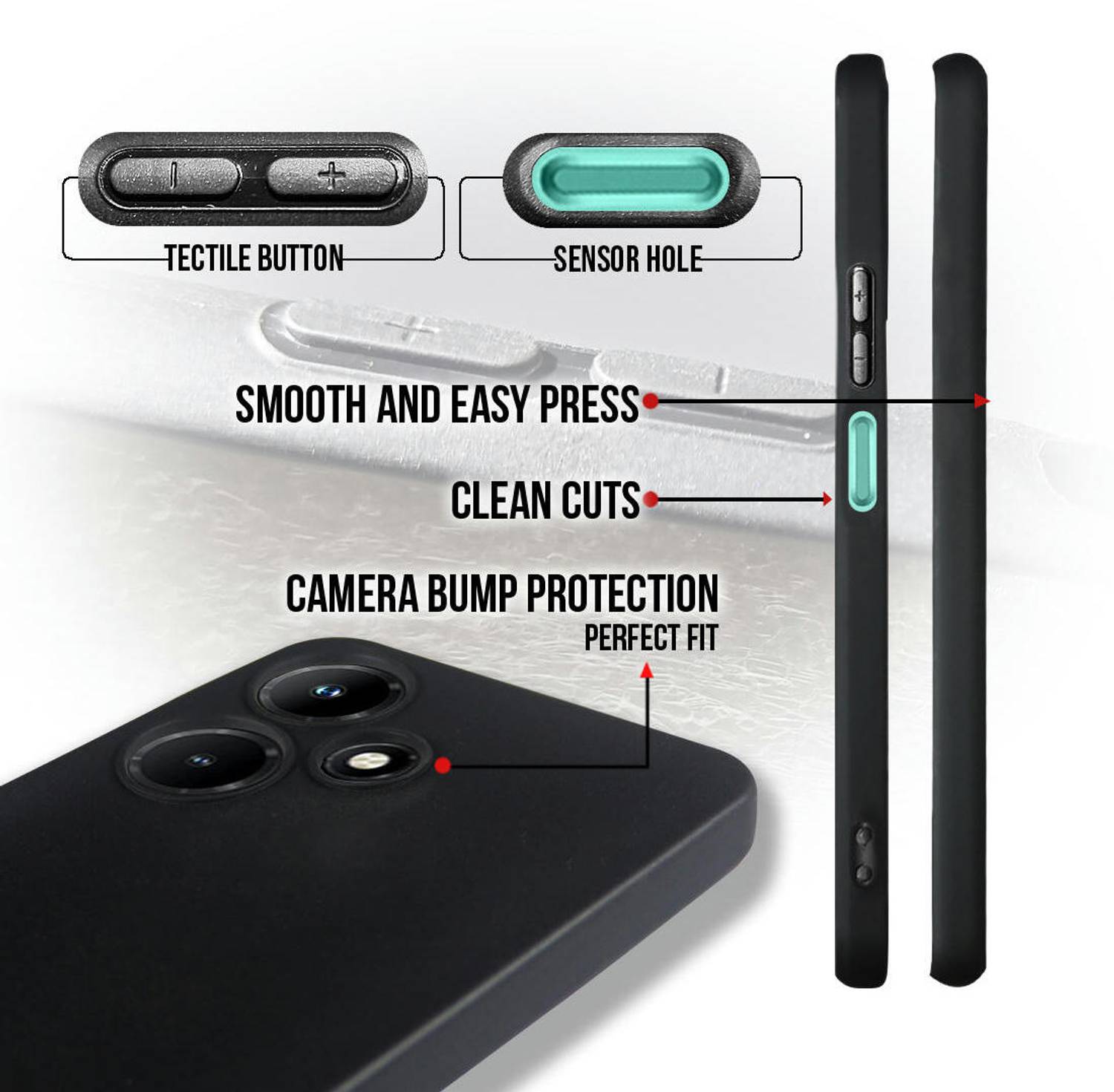 7printzone Back Cover for Infinix Hot 30i Black - Image 2