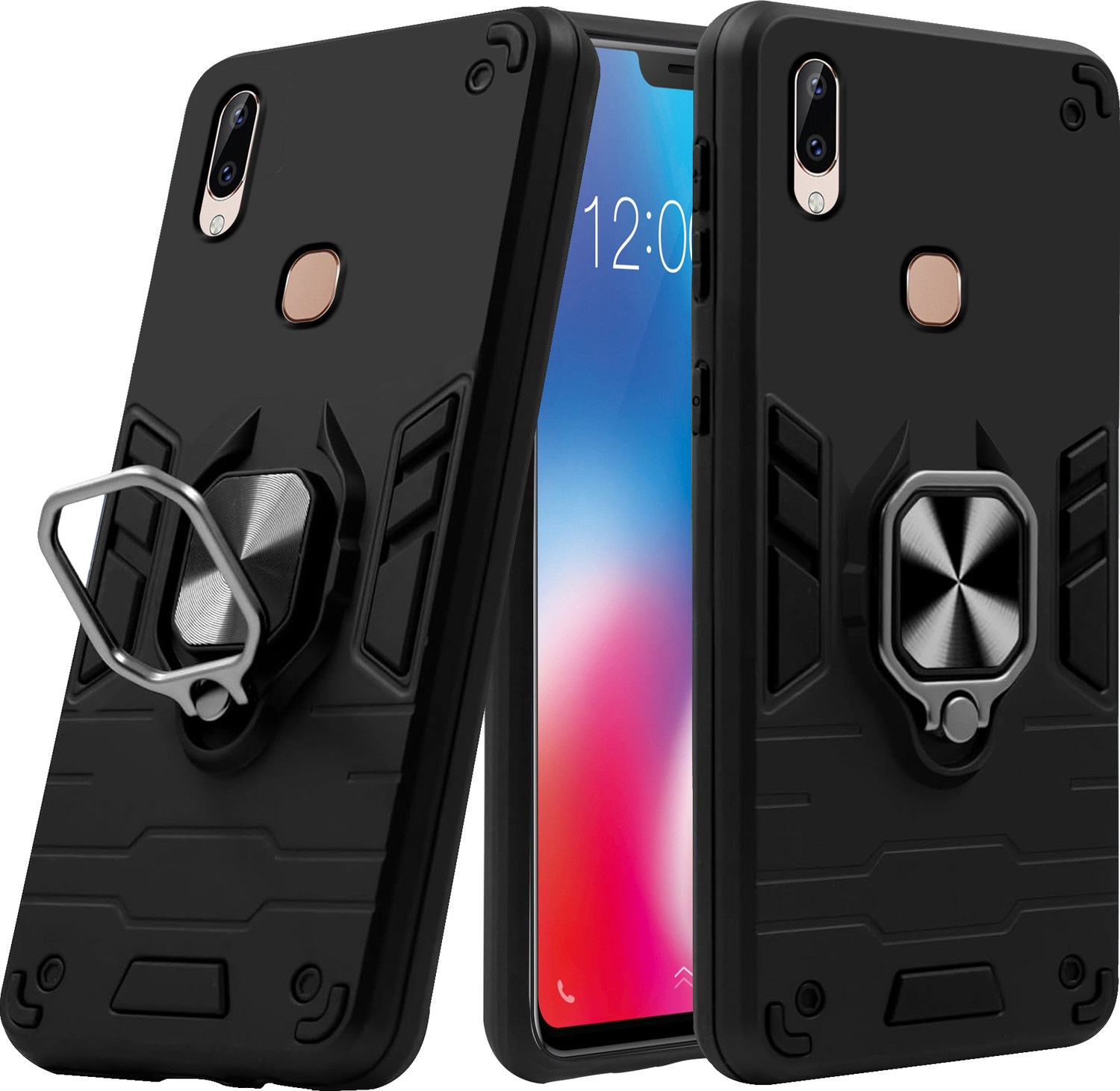 Image of BOZTI Back Cover for Vivo V9 (Black, Rugged Armor, Pack of: 1)