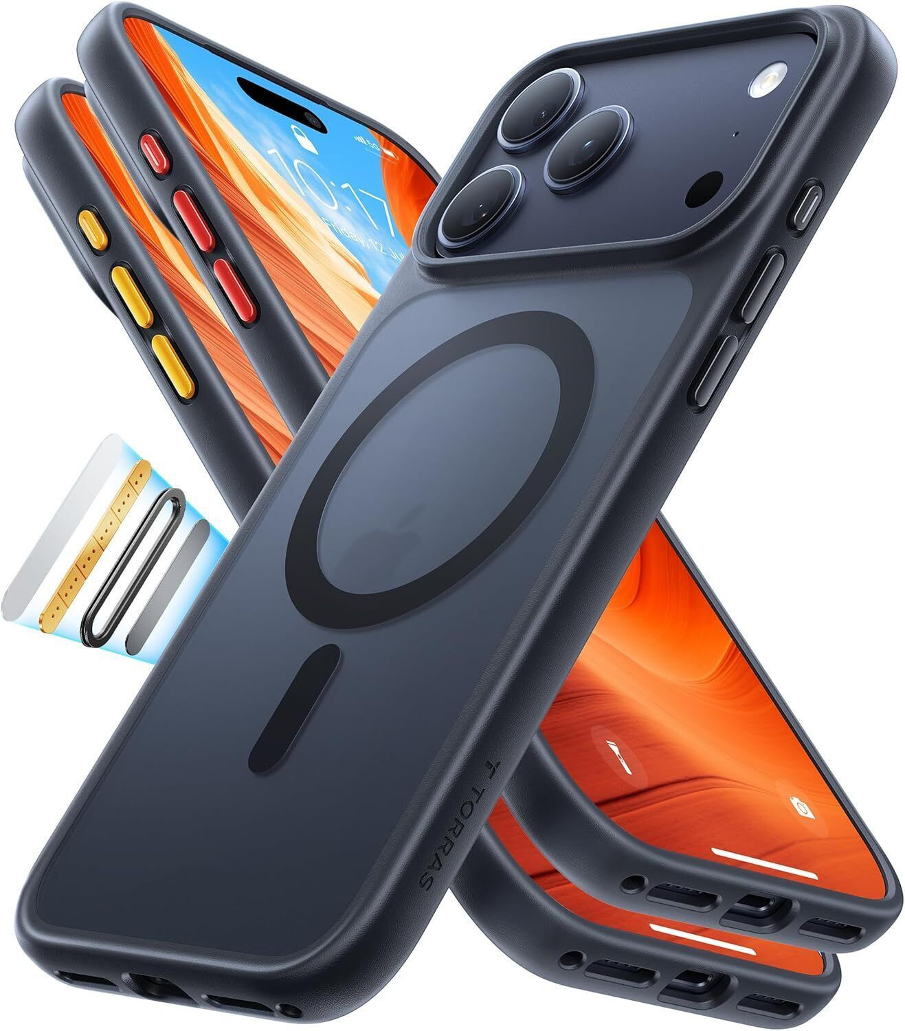 Image of Torras Back Cover for Guardian-Mag Series Case for iPhone 17 Pro Max, Mil-Grade Drop Protection, DIY Button