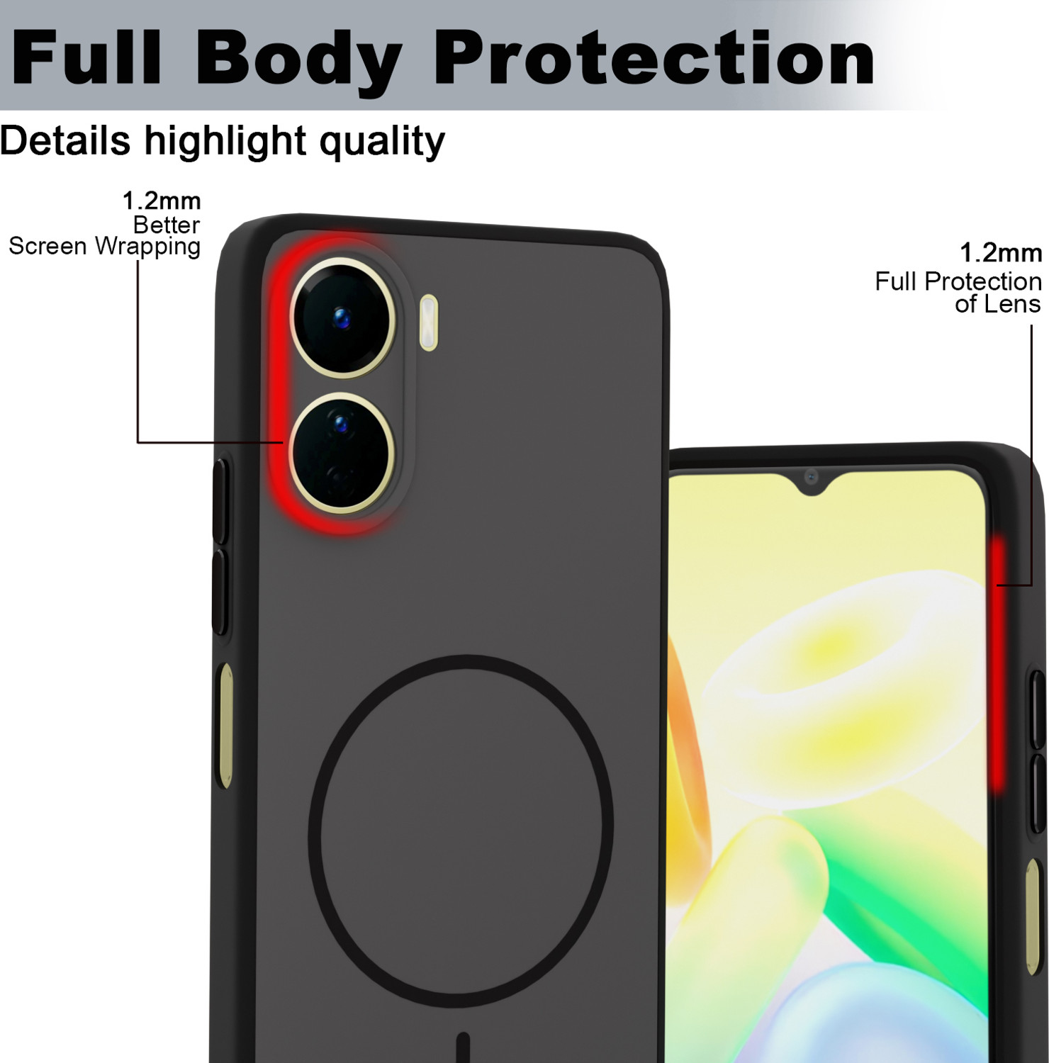 Image of KartV Back Cover for Vivo Y56 5G (Black, Camera Bump Protector, Silicon, Plastic, Polycarbonate, Metal, Pack of: 1)