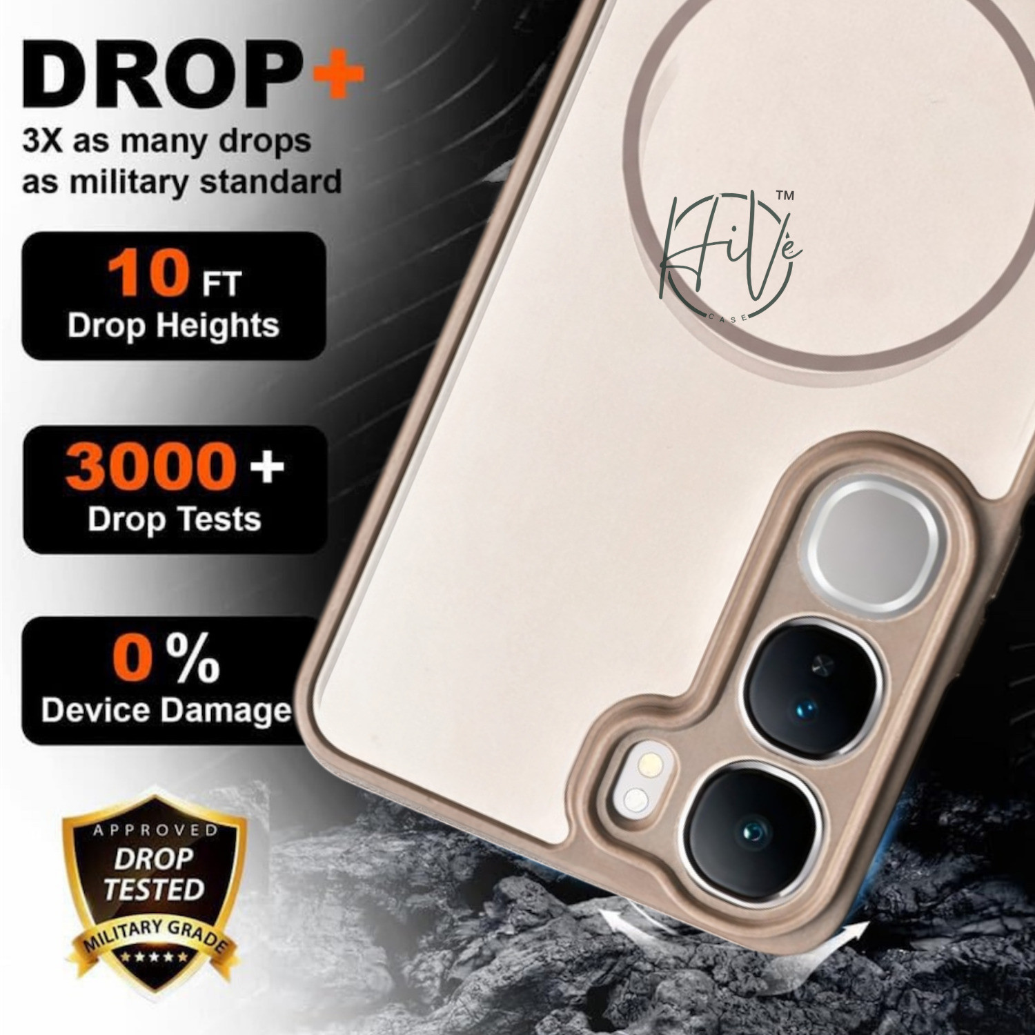 Image of Hive Back Cover for Vivo V40 Lite 5G, vivo Y300 5G (Brown, Grip Case, Silicon, Pack of: 1)
