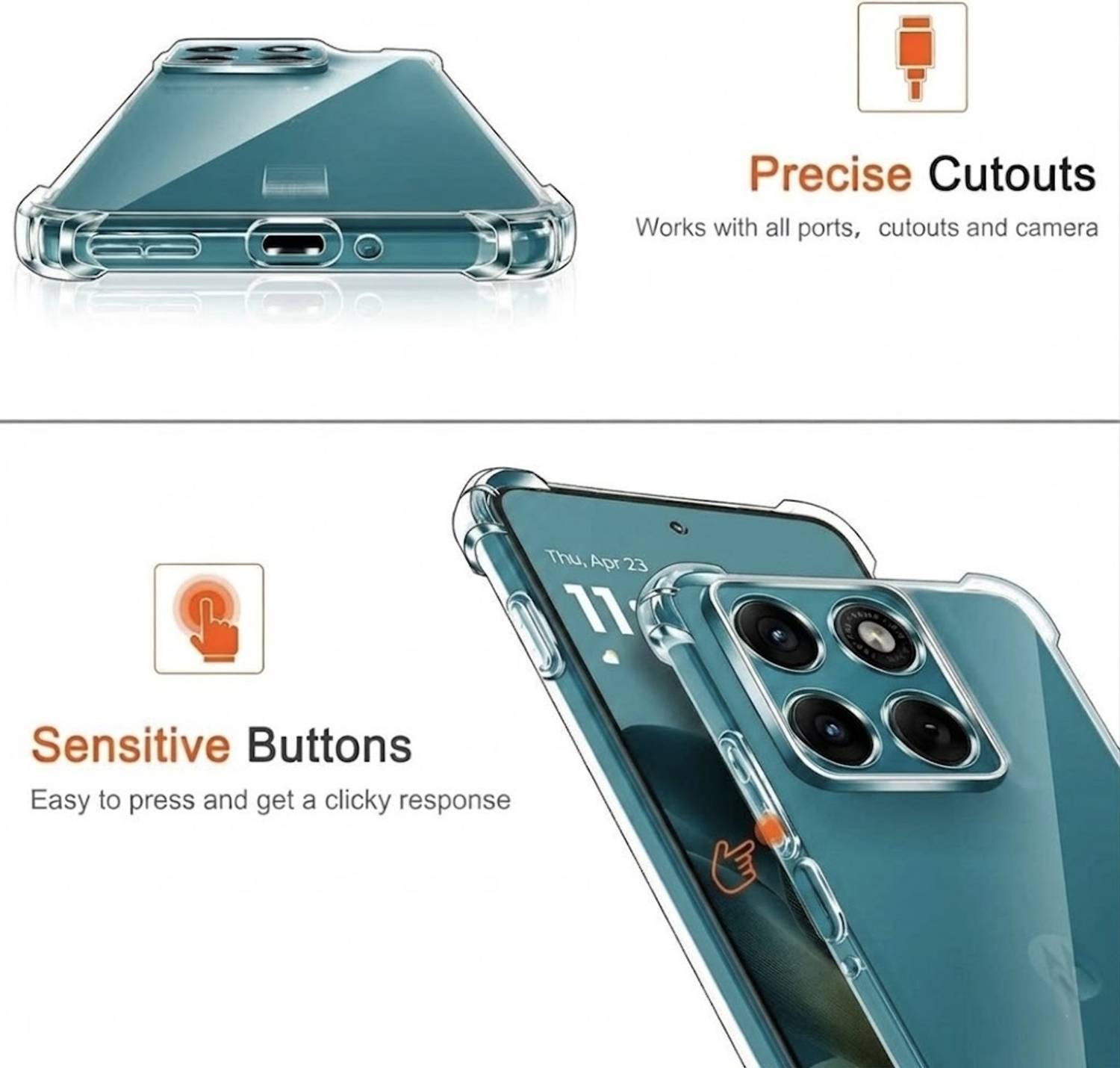 Lustree Transparent Silicon Back Cover for Motorola Edge 60 Fusion - Image 4