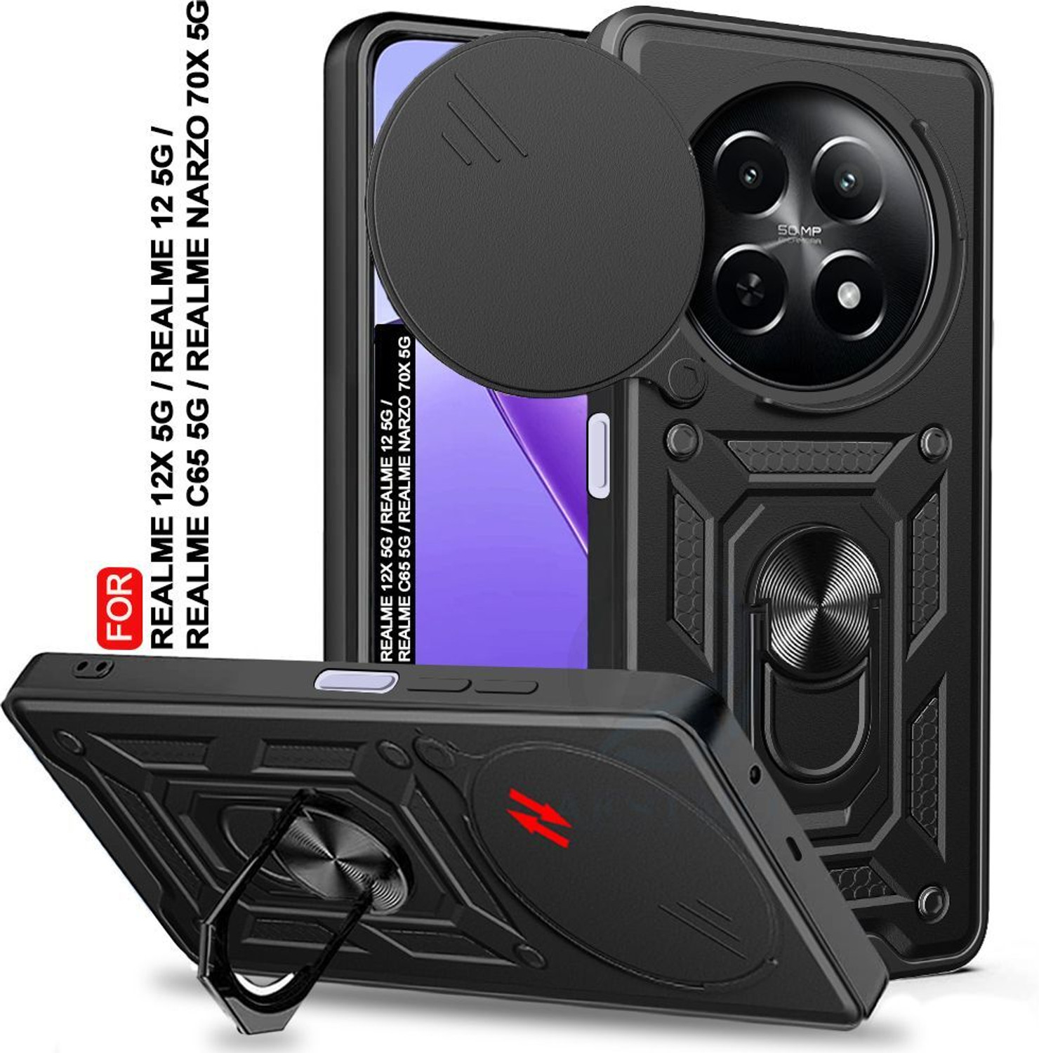 Image of AESTMO Back Cover for Realme 12 5G, Realme 12X 5G, Realme C65 5G, Realme Narzo 70X 5G
