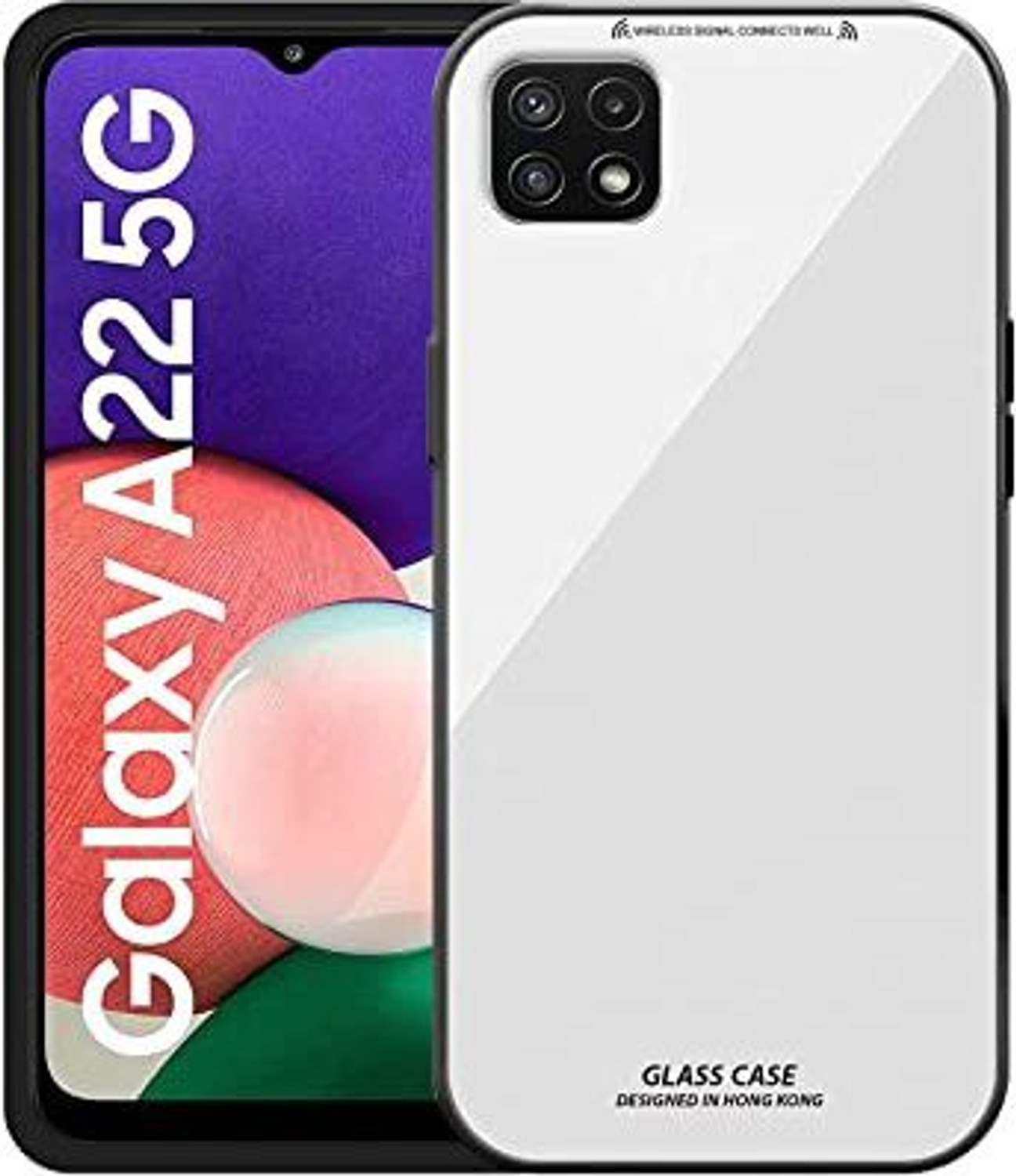 Image of Creativo Back Cover for Samsung Galaxy A22 5G Luxurious Toughened Glass Back Cover