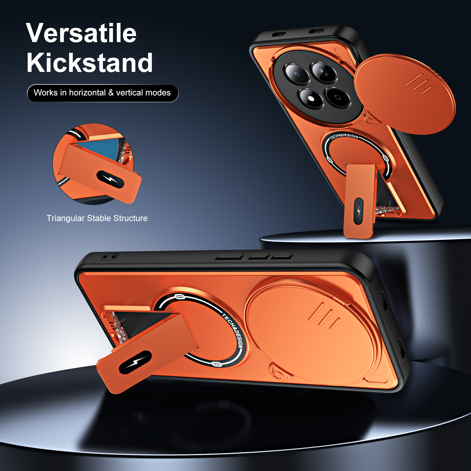 Image of Vkmei Back Cover for vivo X200T (Orange, Shock Proof, Polycarbonate, Pack of: 1)