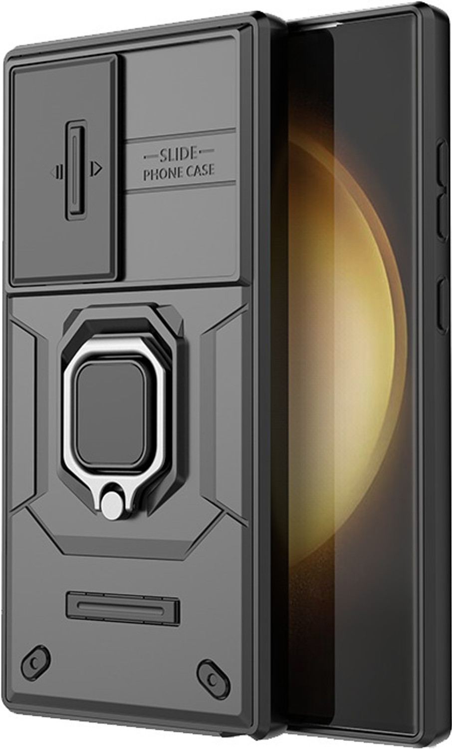 Image of Zobrix Back Cover for Samsung Galaxy S25 Ultra (Black, Cases with Holder, Pack of: 1)