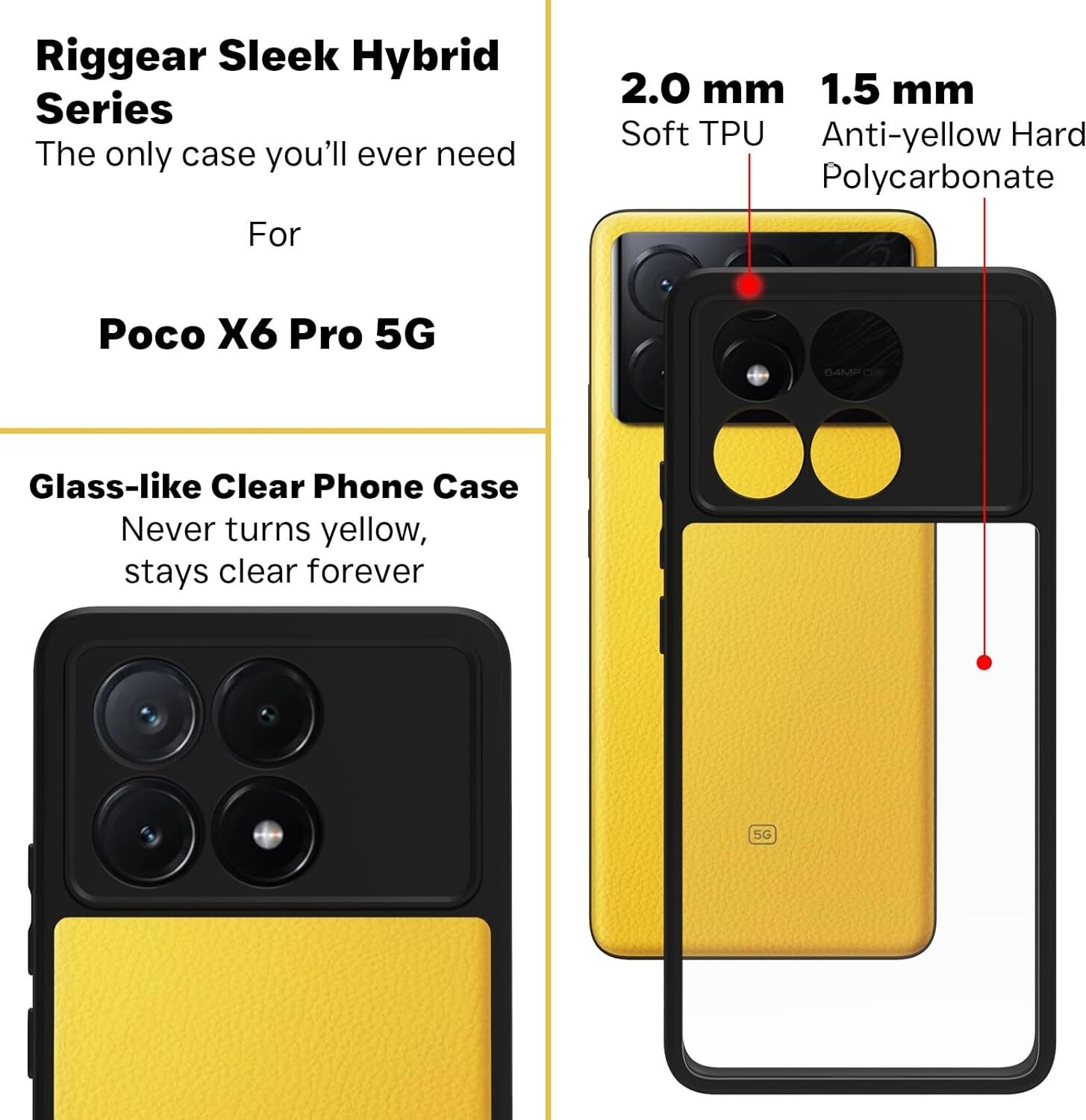Image of RIGGEAR Back Cover for Poco X6 Pro 5G