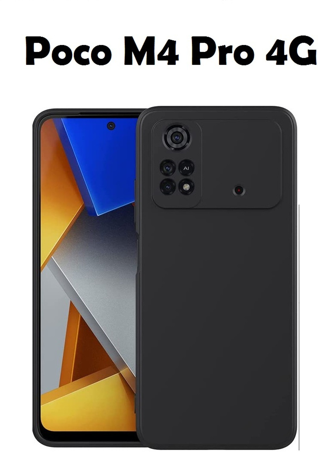 Image of Casehub Back Cover for Poco M4 Pro (Black, Shock Proof, Rubber, Plastic, Pack of: 1)