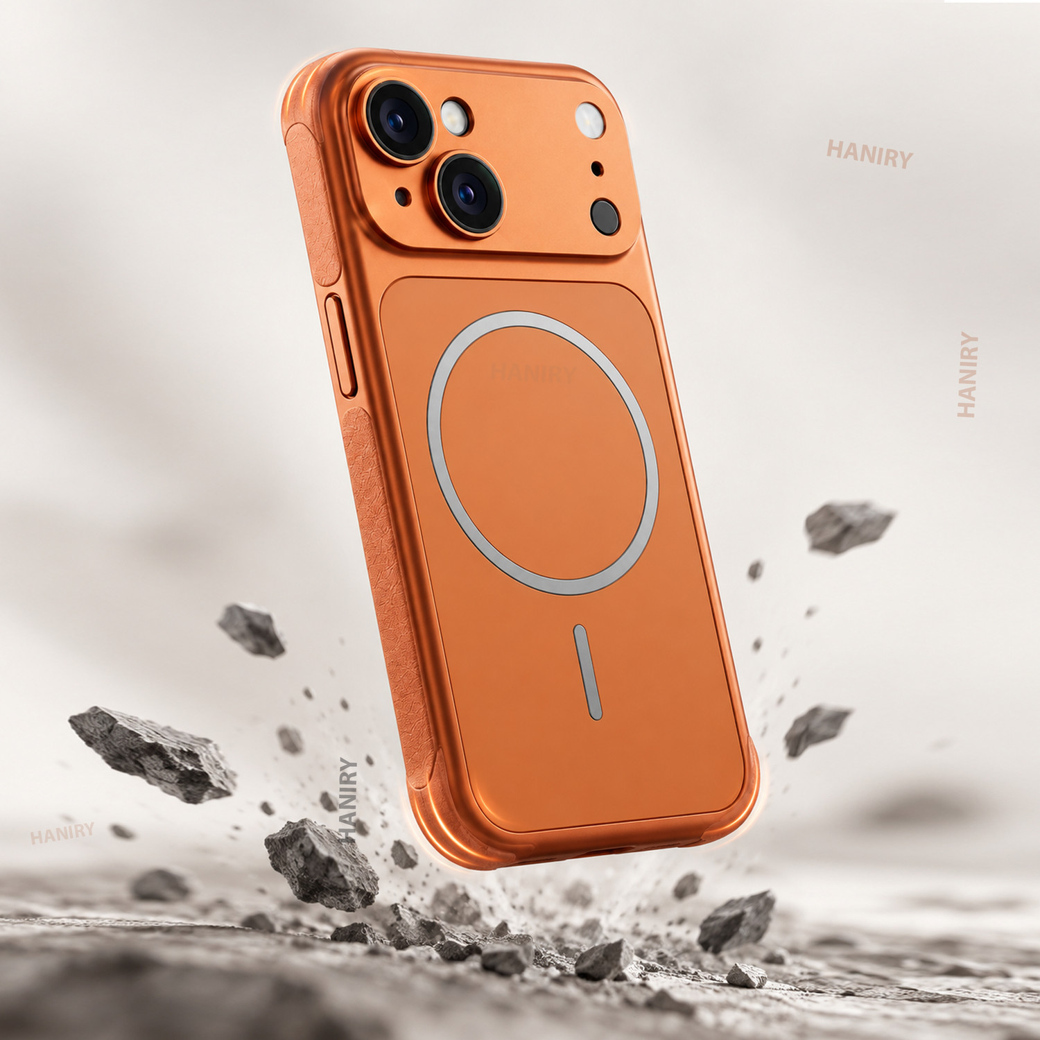 Image of HANIRY Back Cover for Apple iPhone 13, Magsafe (Orange, Hard Case, Polycarbonate, Pack of: 1)