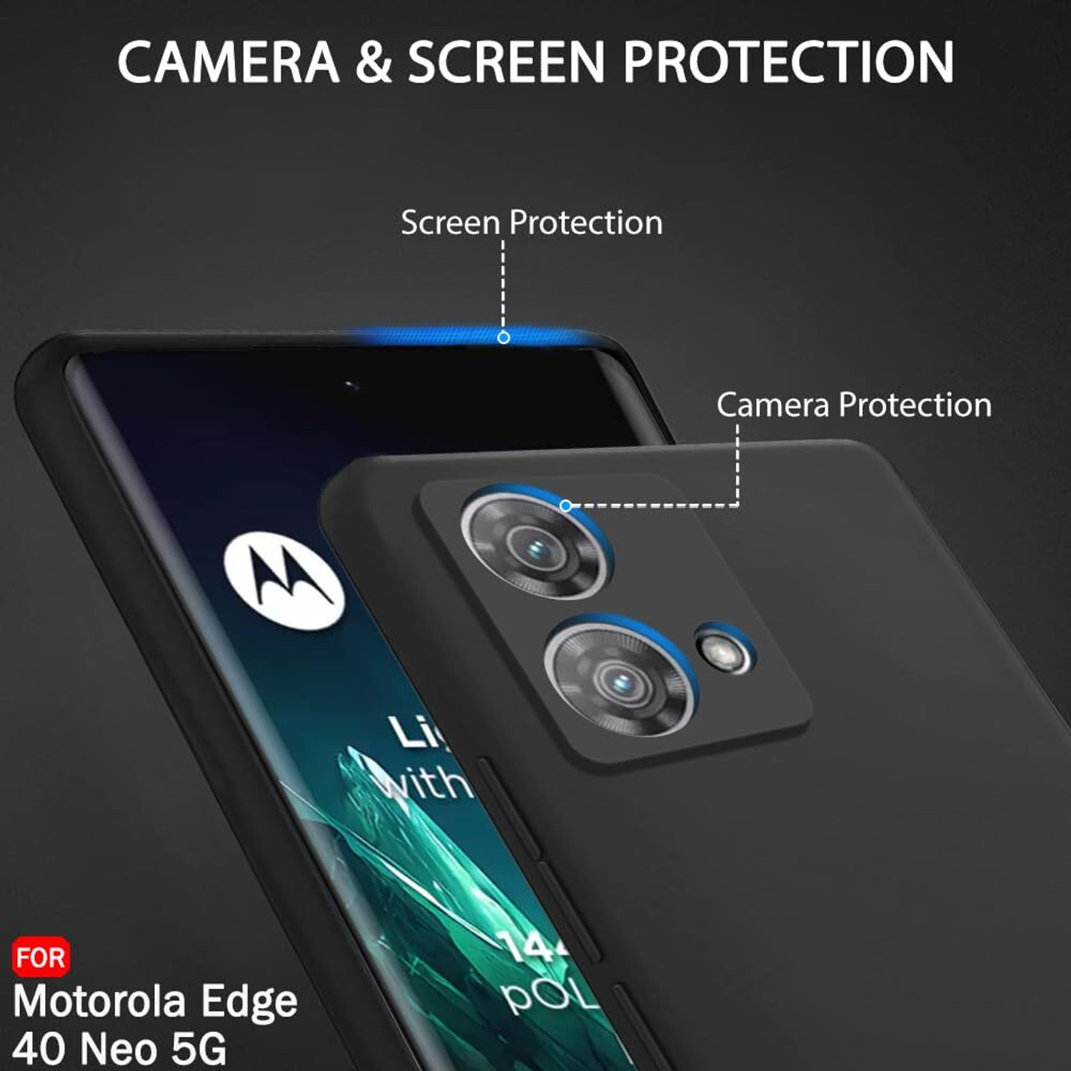 Image of Teleform Back Cover for Motorola Moto Edge 40 Neo 5G soft silicon cover with inside cloth(Black)
