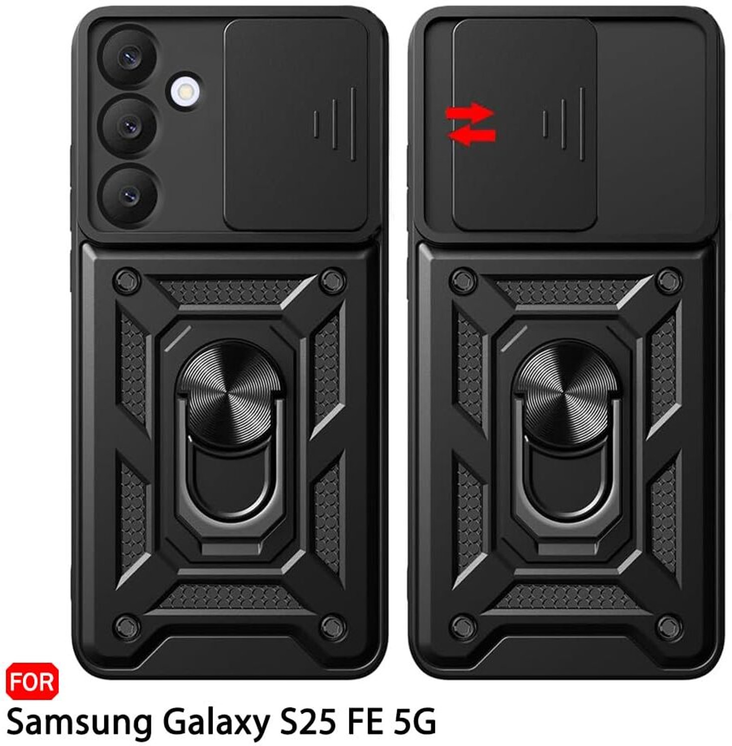 Image of Gizzo India Back Cover for Samsung Galaxy S25 FE 5G (Black, Rugged Armor, Thermoplastic Polyurethane, Pack of: 1)