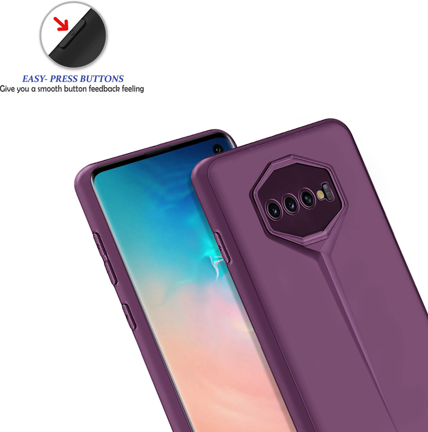 Image of Plus Back Cover for Samsung Galaxy S10 (Purple, Flexible, Rubber, Pack of: 1)