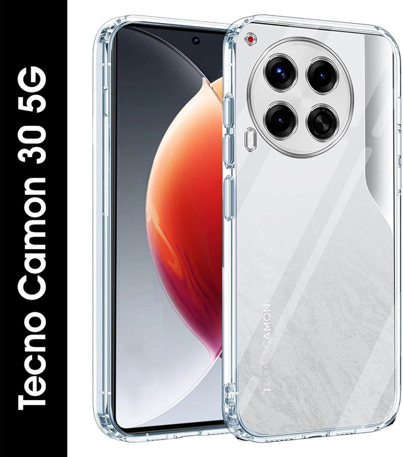 Image of Casotec Back Cover for Tecno Camon 30 5G (Transparent, Silicon, Pack of: 1)