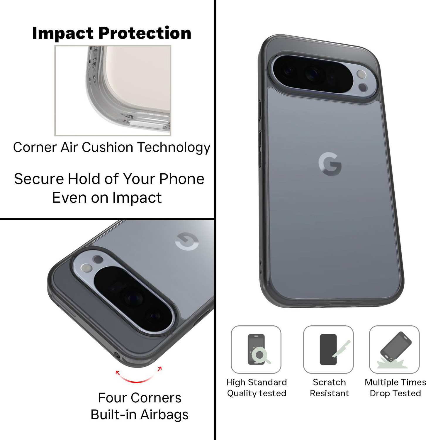Image of RIGGEAR Back Cover for Google Pixel 10, Google Pixel 10 Pro (Transparent, Shock Proof, Pack of: 1)