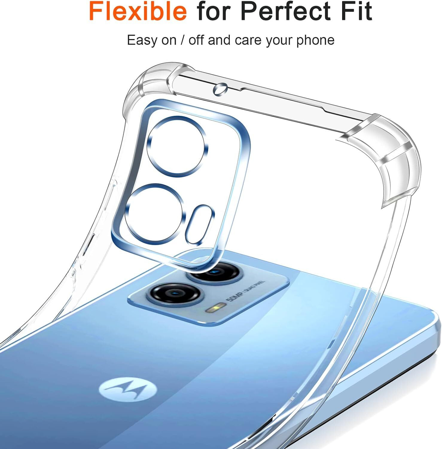 Image of NewSelect Back Cover for Motorola Moto G34 5G, Motorola G34 5G, Motorola Moto G34 (Transparent, Grip Case, Rubber, Pack of: 1)