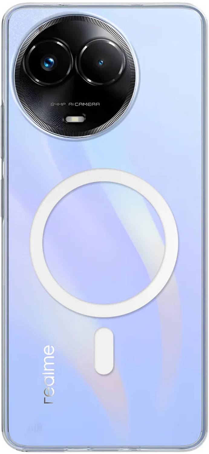 Back Cover for Realme C67 Transparent MagSafe Mobile Back Cover | Wireless Charging Compatible - Image 1