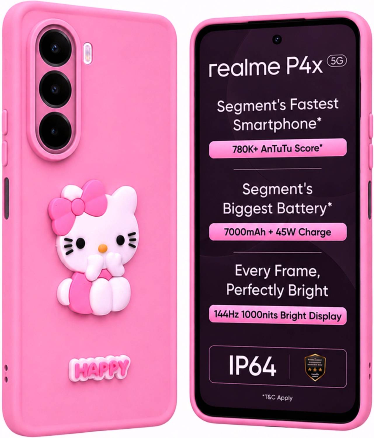SBMS Back Cover for Realme P4X 5G Pink - Image 1