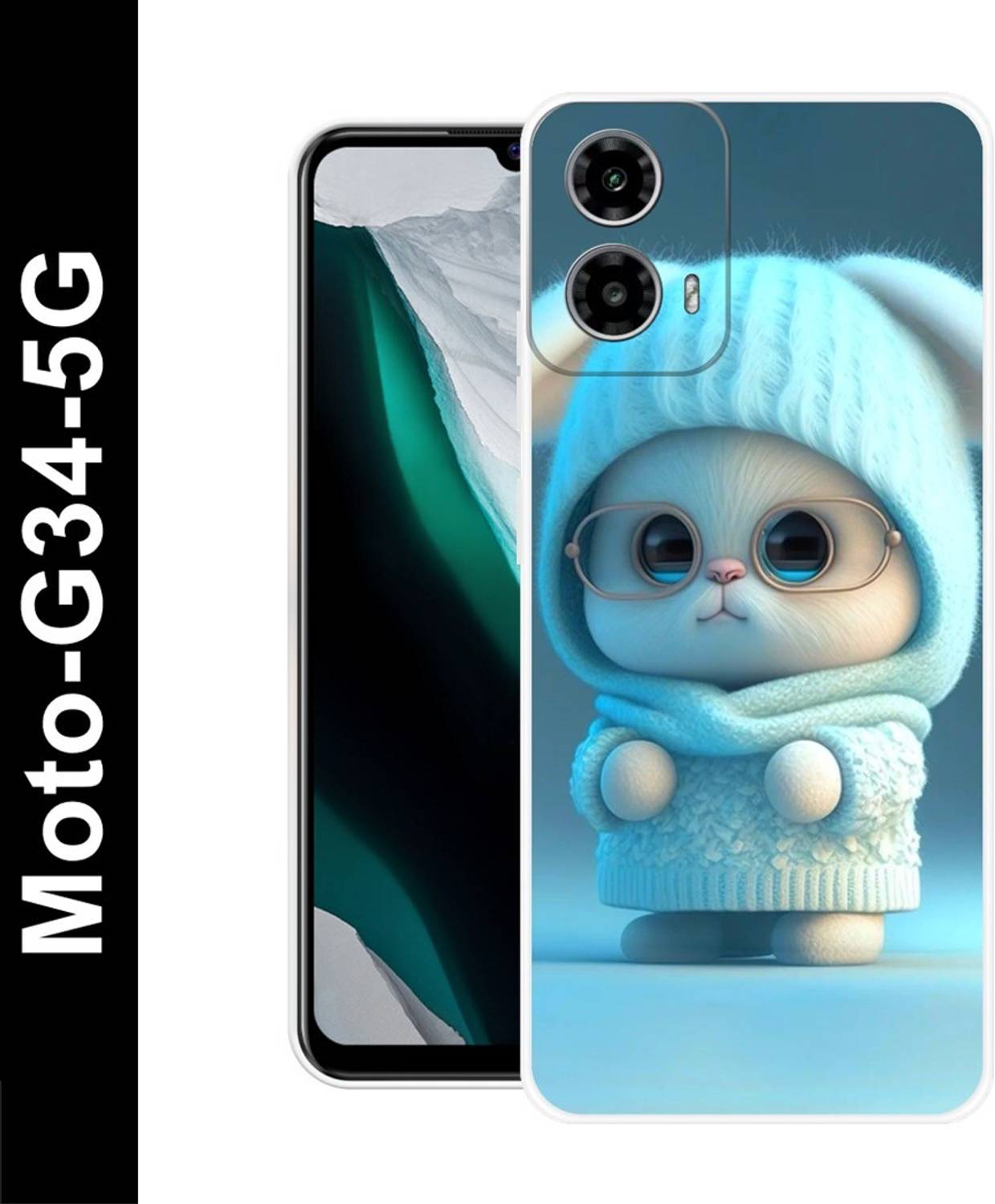 Bluvver Back Cover for MOTOROLA G34 5G, Moto G34 5G a beautiful cute rabbit back cover