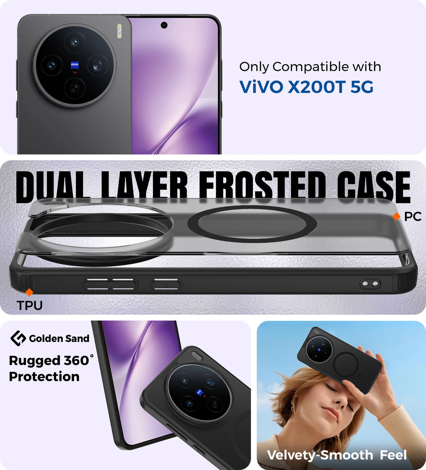 Image of Golden Sand Back Cover for Vivo X200T 5G
