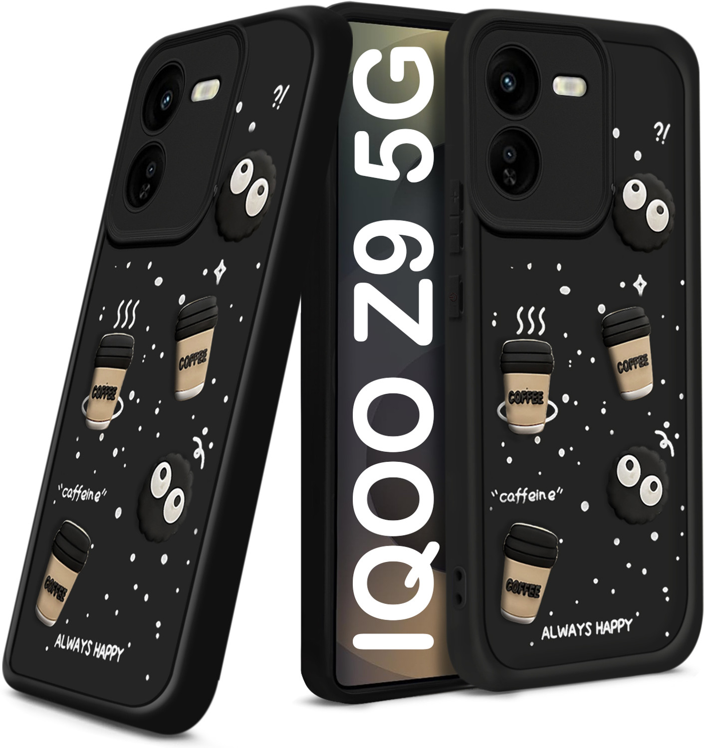 Image of TRUEUPGRADE Back Cover for iQOO Z9 5G Cute Fun Cartoon 3D Ball Coffee Case