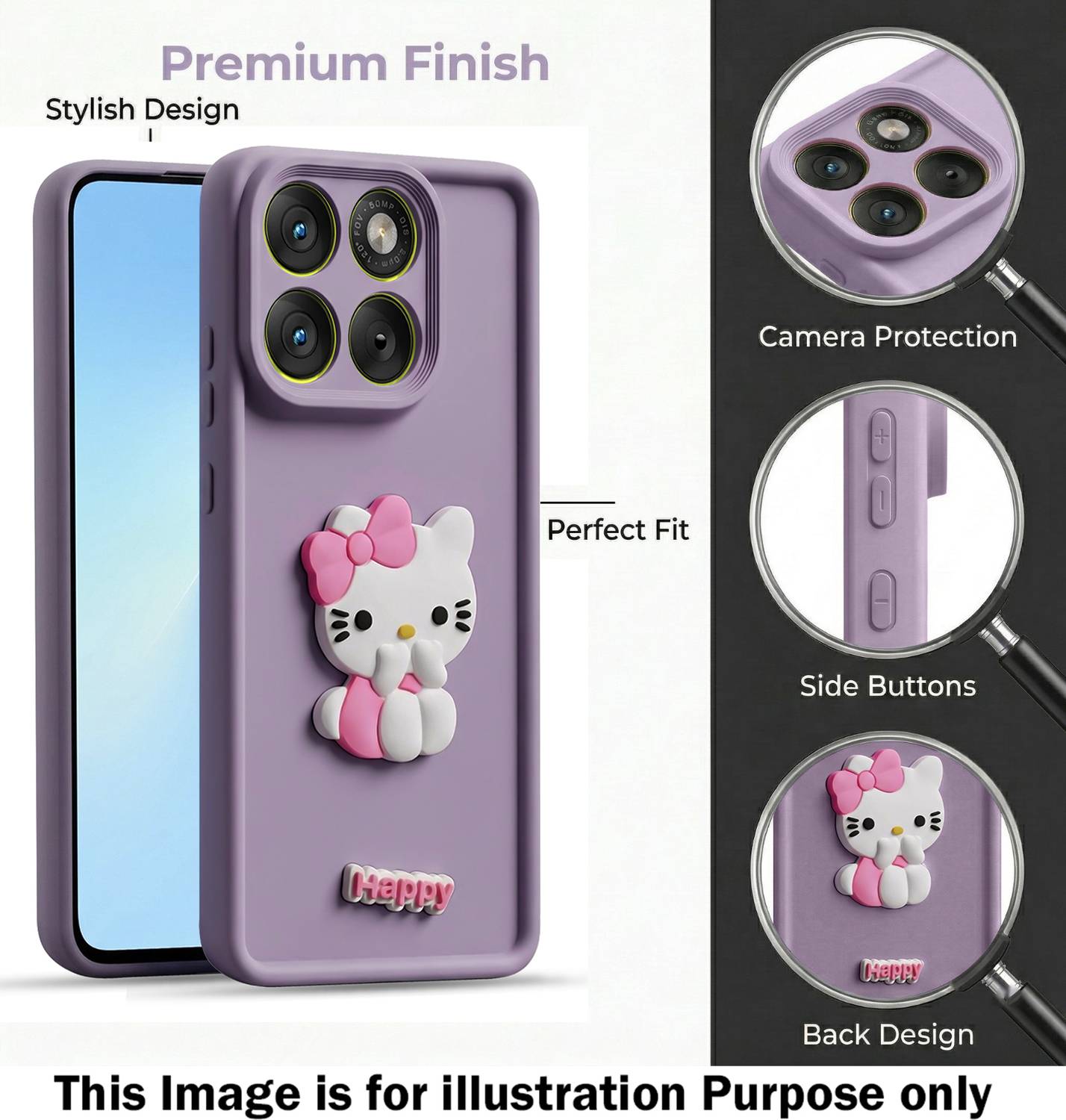 HUPSHY Back Cover for realme 15x 5G Purple - Image 2