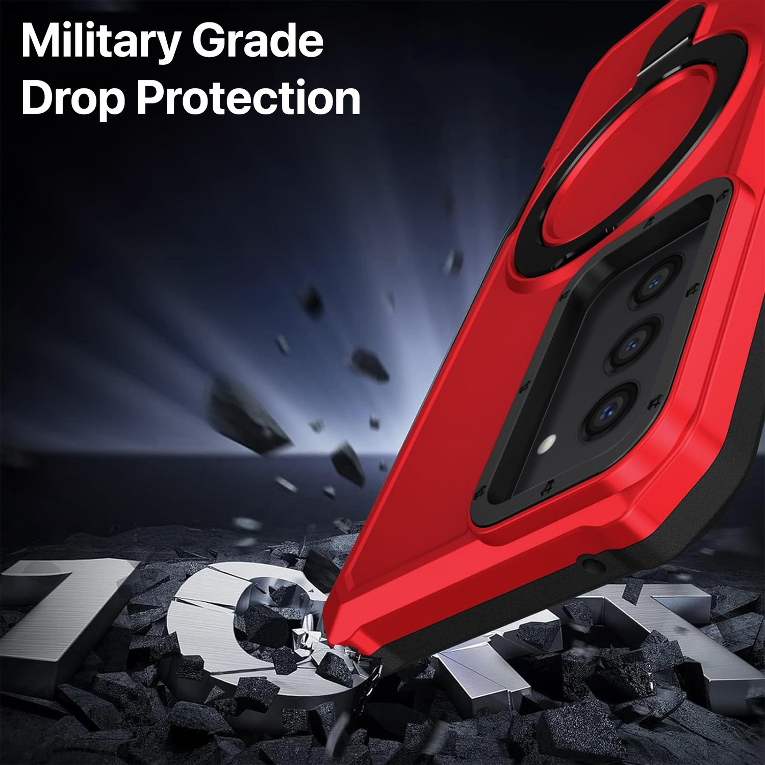 Image of Vaku Luxos Back Cover for Samsung Galaxy S23, Astor Military Grade Case with Rotable Ring Kickstand TPU Cover