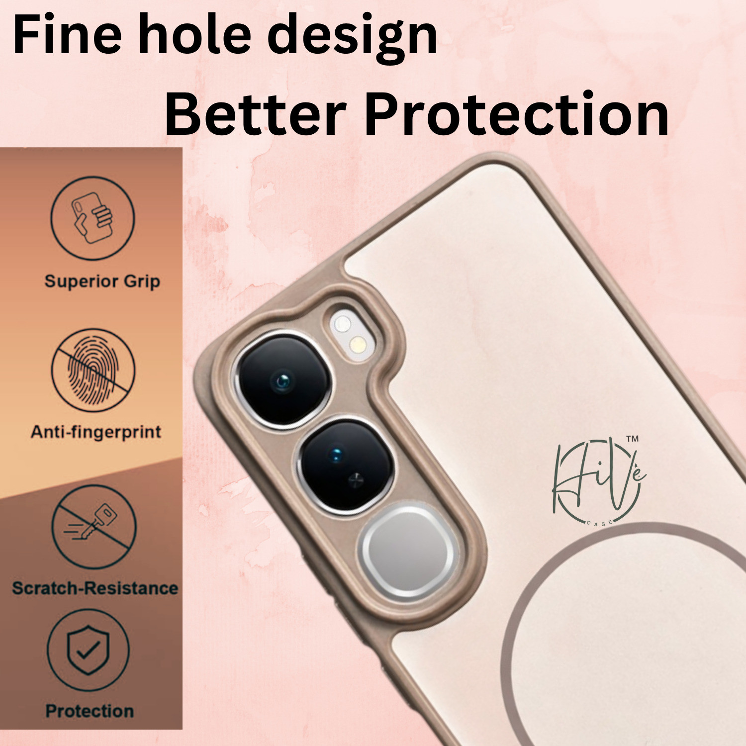 Image of Hive Back Cover for Vivo V40 Lite 5G, vivo Y300 5G (Brown, Grip Case, Silicon, Pack of: 1)