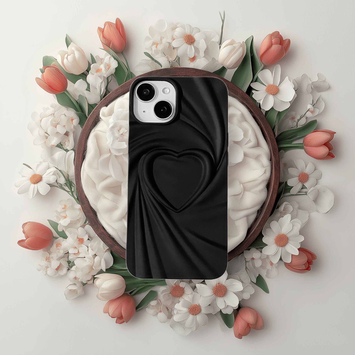 bafaon Back Cover for Apple iPhone 15 Stylish 3D Heart Embossed Back Cover | Soft Silicone Case