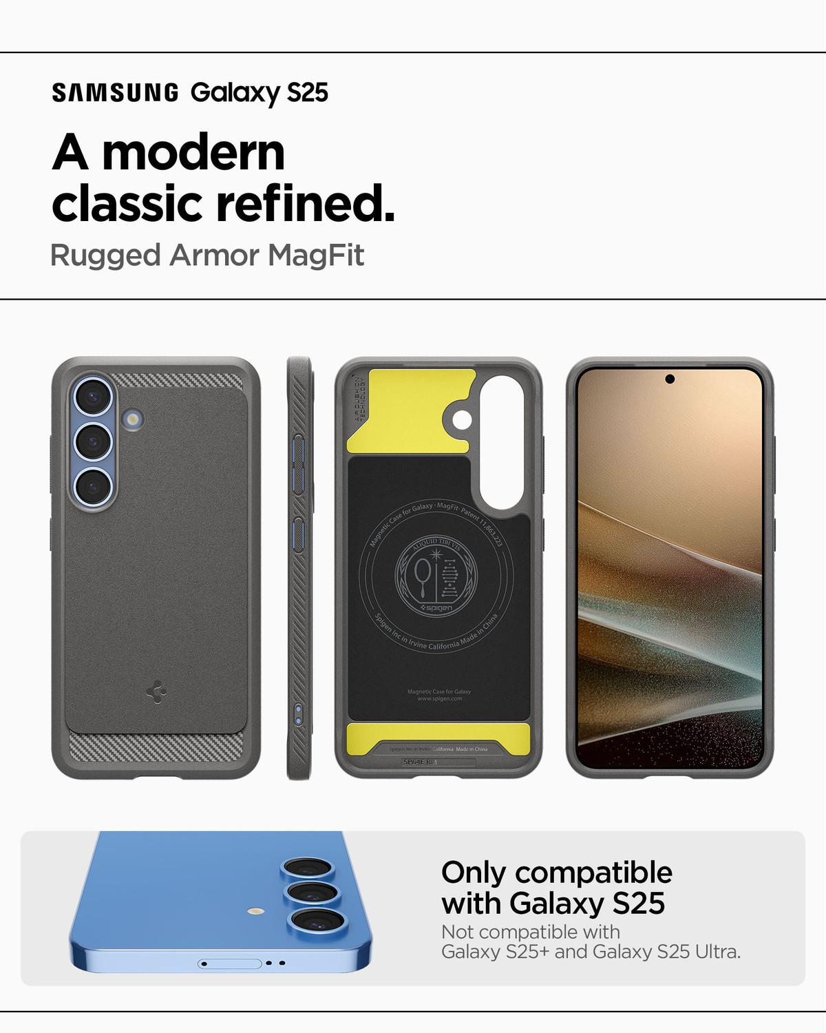 Image of Spigen Rugged Armor MagFit Back Cover for Samsung Galaxy S25