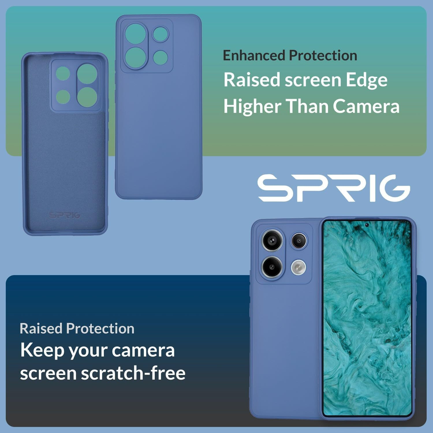 Image of Sprig Back Cover for Sprig TPU Matte Back Cover for POCO X6 5G, Poco X6 5G (Blue, Flexible Case, Pack of: 1)