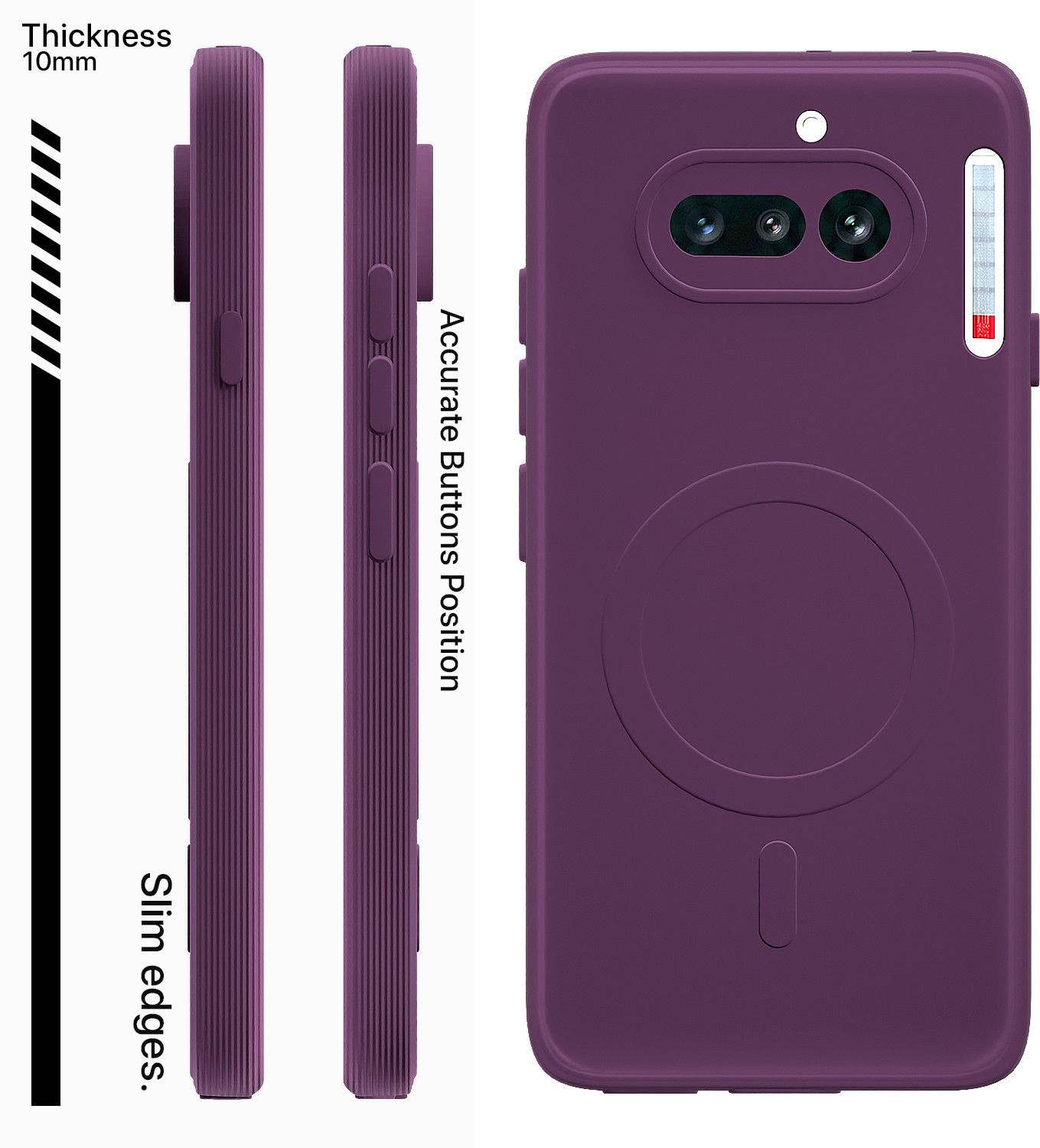 Image of Pikkme Back Cover for Nothing Phone 4a 5G (Purple, Grip Case, Silicon, Pack of: 1)