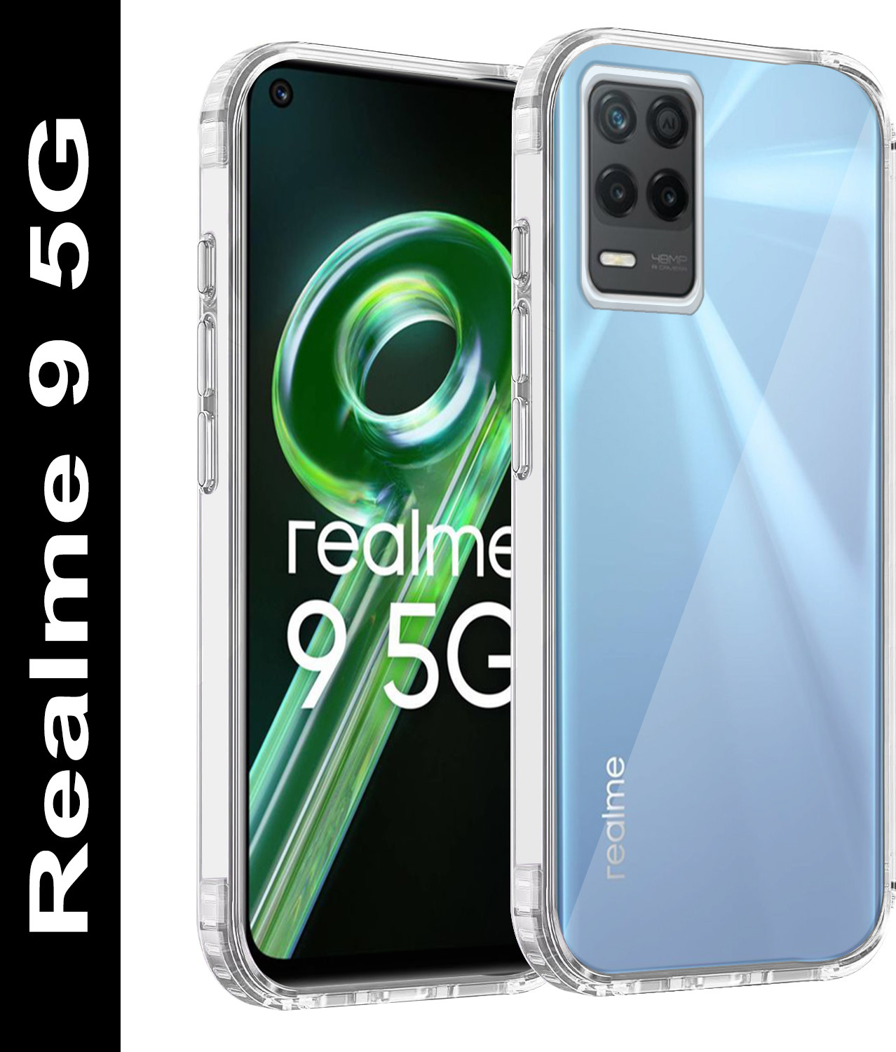 Image of SMARTPOCKET Back Cover for Realme 9 5G (Transparent, 3D Case, Silicon, Pack of: 1)