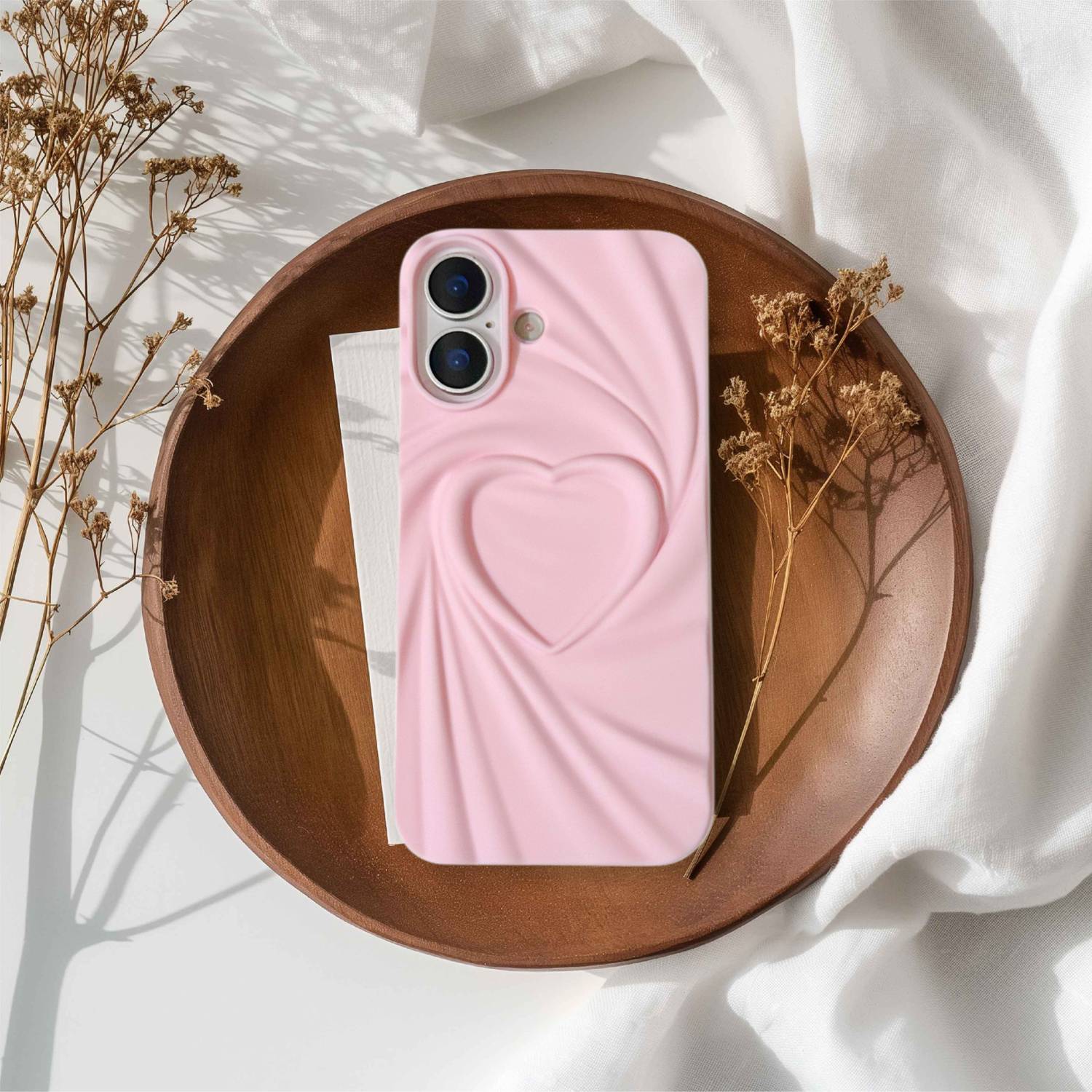 bafaon Back Cover for Apple iPhone 17 Stylish 3D Heart Embossed Back Cover | Soft Silicone Case