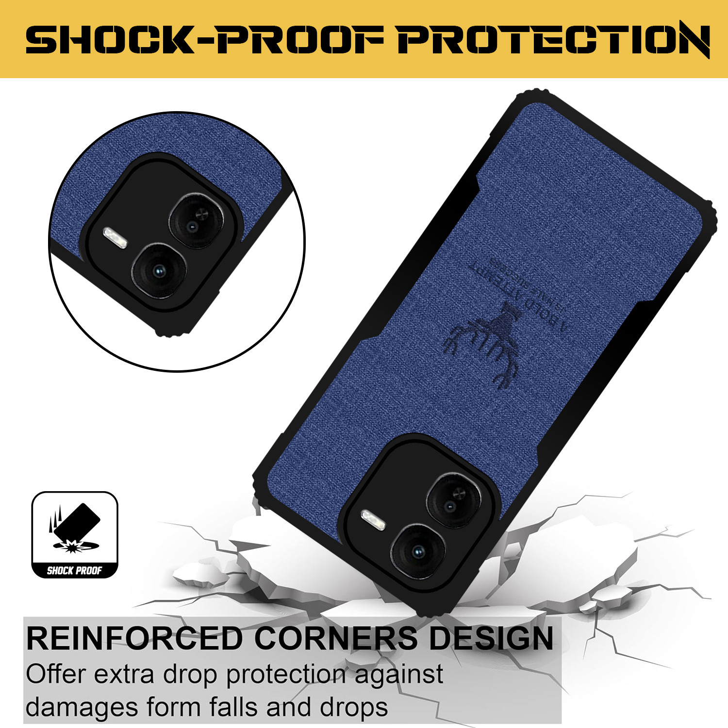 Image of Roxel Back Cover for IQOO Z9X |Vegan PU Leather |Deer Case|Four Side Edges & Camera Lens Protection