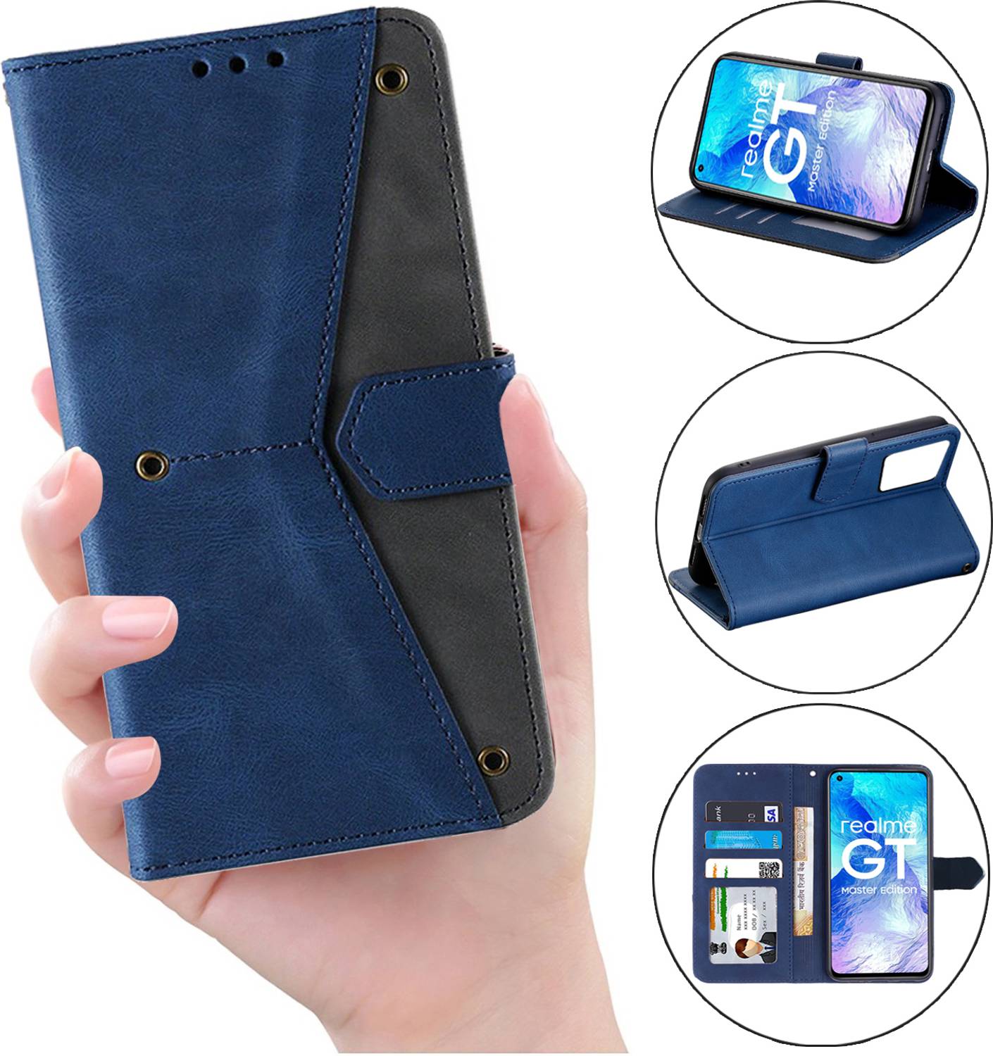 ZONNAVI Cover per Realme GT Master Edition, Flip Custodia Pelle PU con [Slot Cart] [Supporto Stand] [Magnetica], Cover a Libro Portafoglio per Realme GT Master Edition (Verde