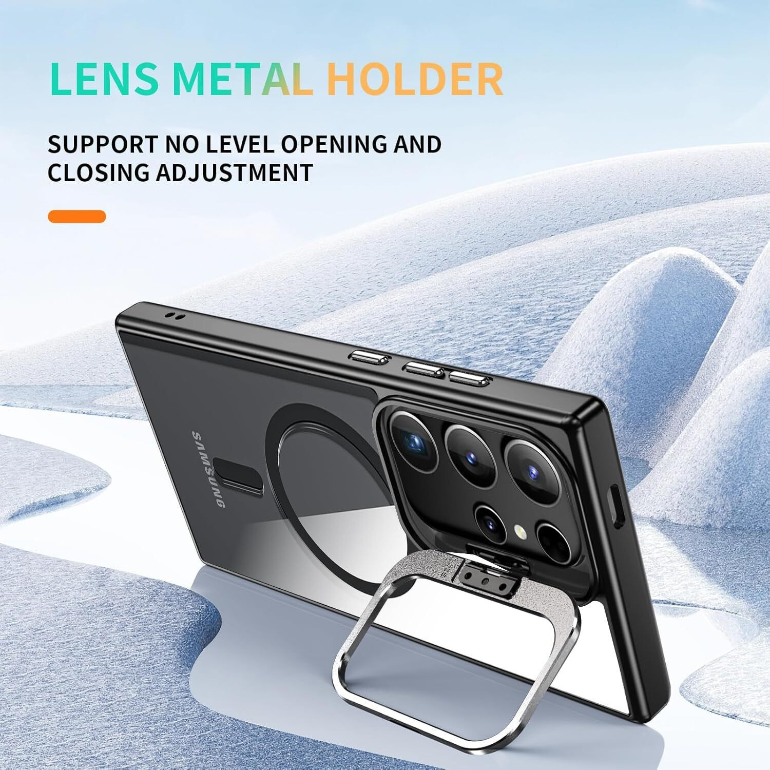 Image of VONZEE Back Cover for Samsung Galaxy S24 Ultra 5G Transparent Slim Case With Built-in Camera Stand