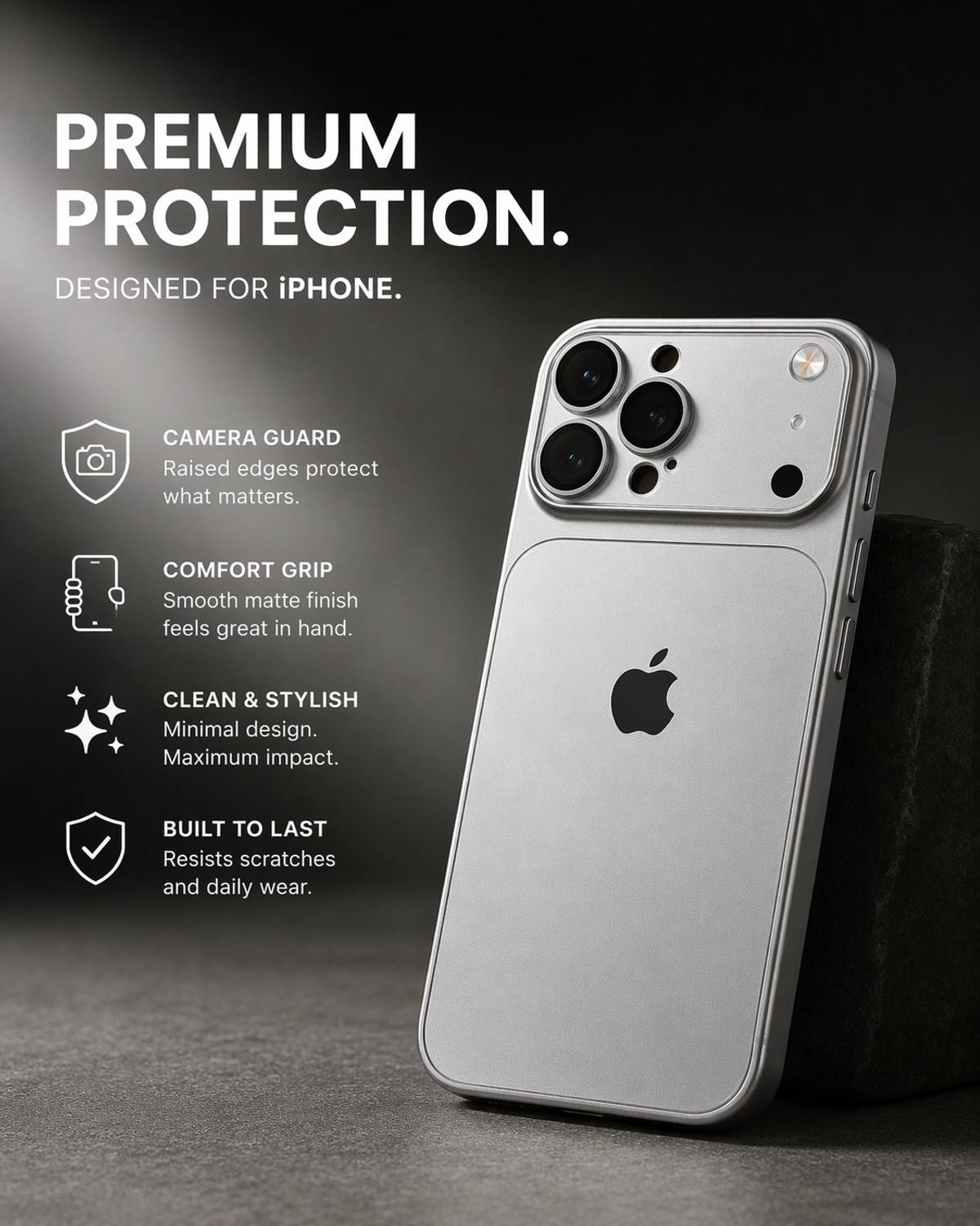 GHIPLA Back Cover for iPhone 15 Pro Max Silver - Image 2