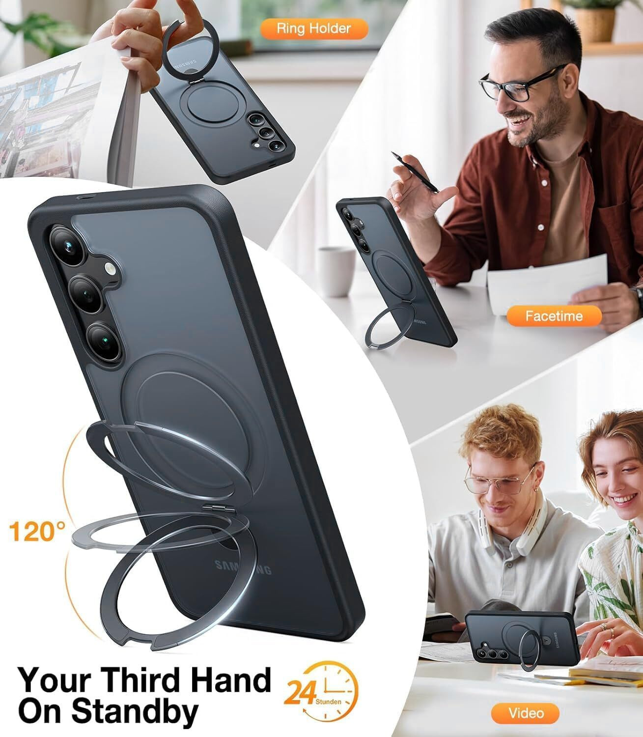 Image of AIBEX Back Cover for Samsung Galaxy S24|Kickmag With Magnetic Ring Alloy Kickstand | Mag-Safe Compatible