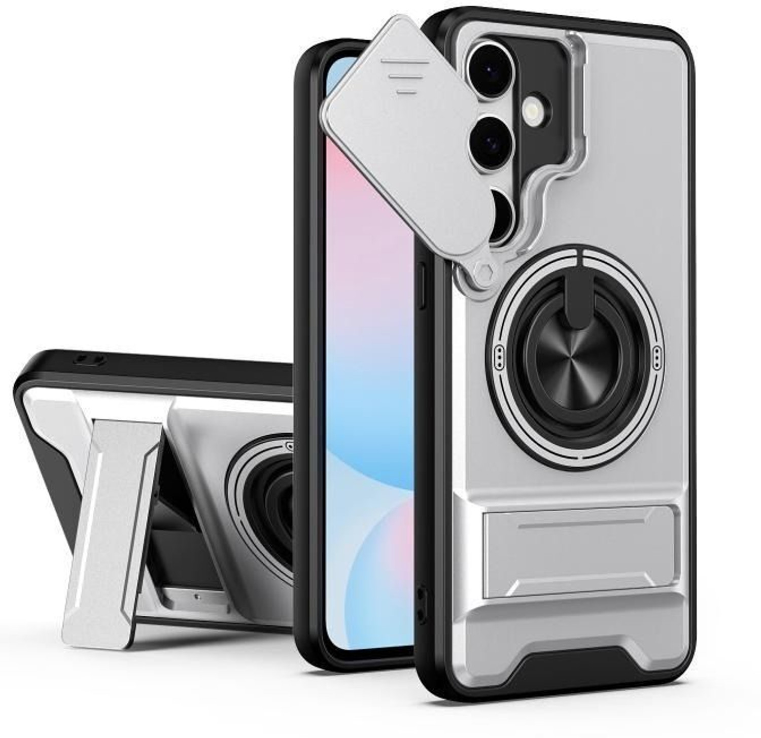 Image of HUPSHY Back Cover for SAMSUNG Galaxy S24 FE 5G (Silver, Dual Protection, Thermoplastic Polyurethane, Pack of: 1)