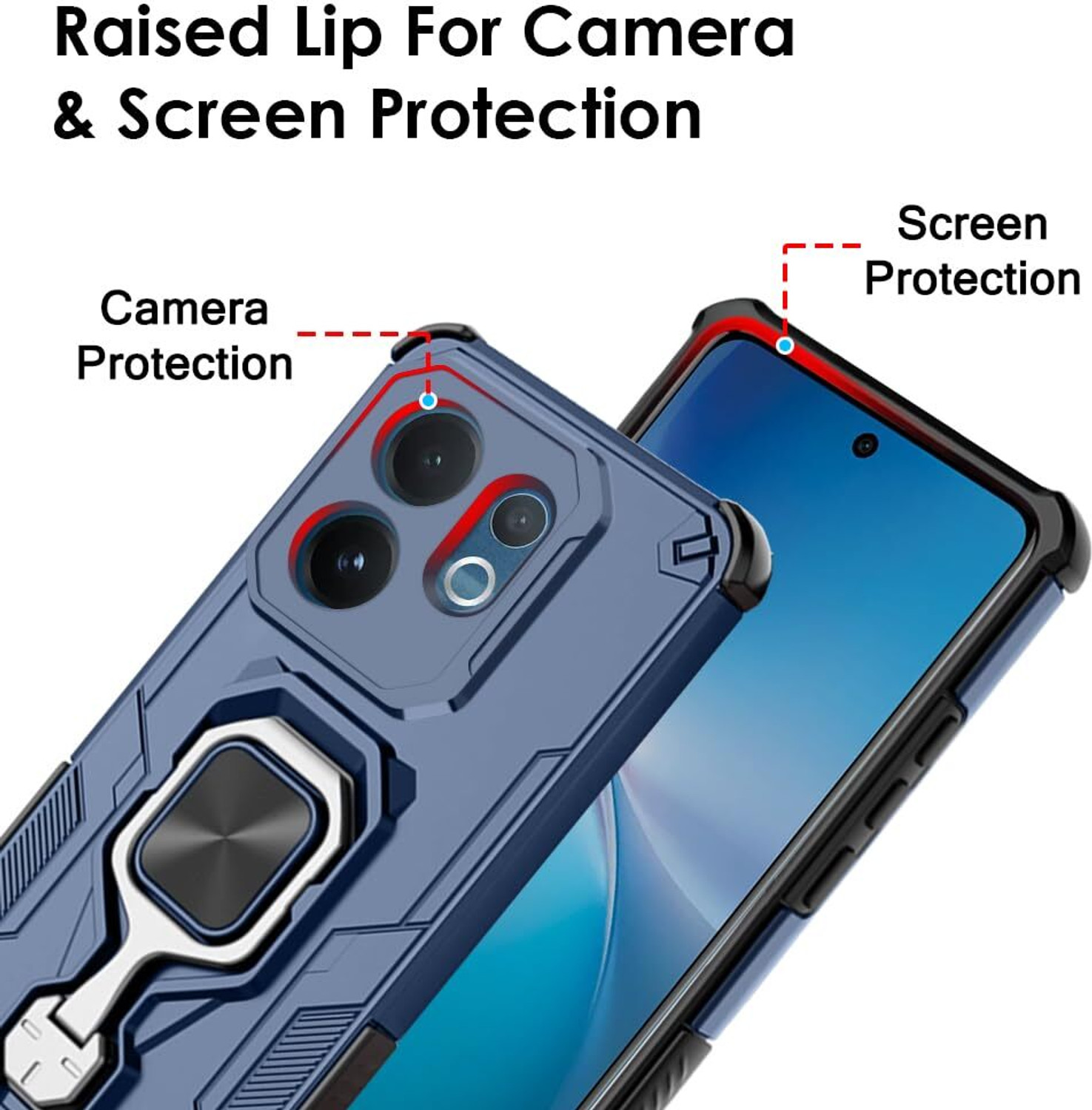 Image of SESS XUSIVE Back Cover for Vivo V60 5G D5 Tough Armor Bumper Back Cover Case - Blue