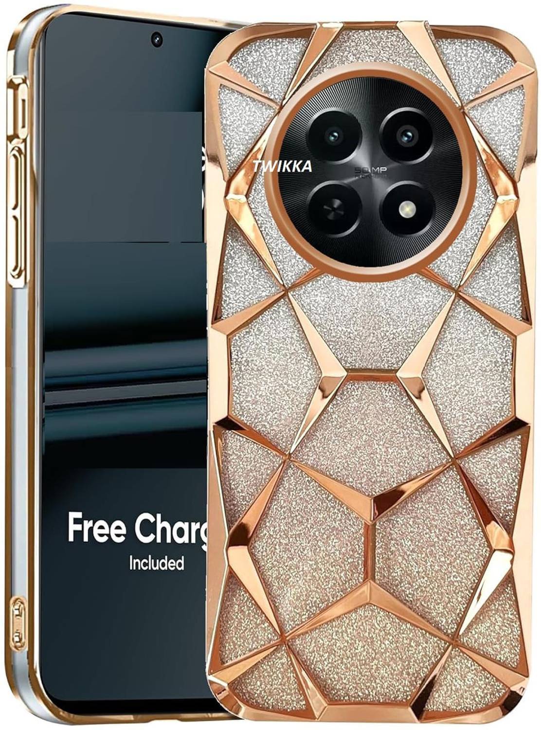 AMEYAA Back Cover for Oppo F29 5G Luxury Electroplated Geometric 3D Cube Diamond Bling Shiny Soft Cover