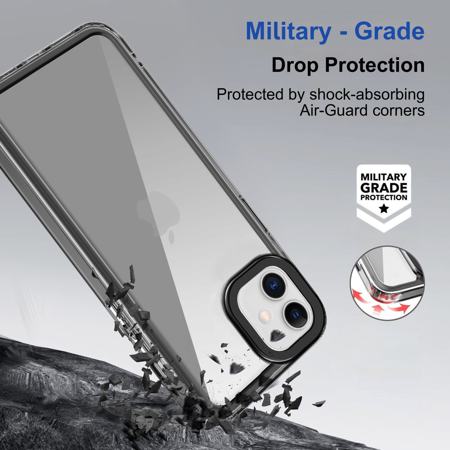 Image of GLOBAL NOMAD Back Cover for iPhone 12 (Black, Grip Case, Thermoplastic Polyurethane, Pack of: 1)