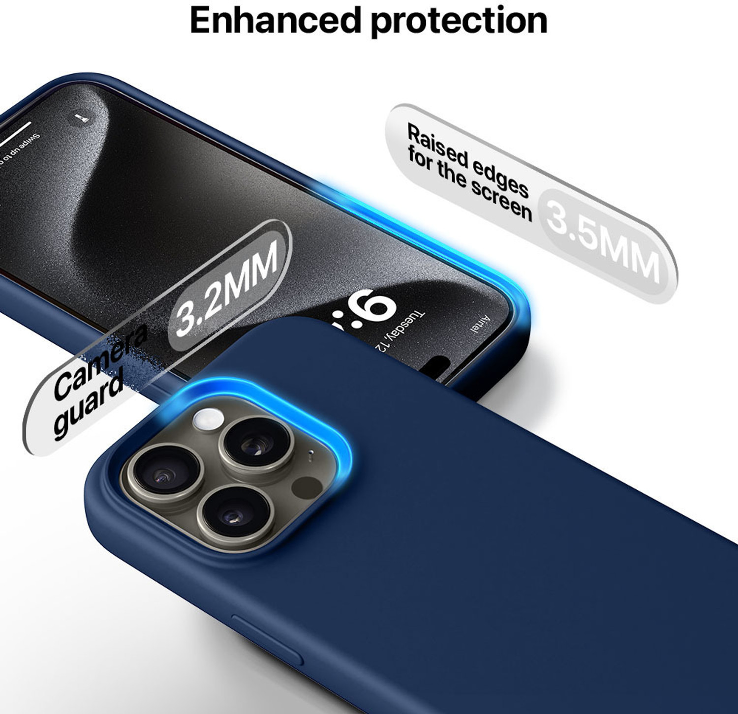 Image of eller sante Back Cover for iPhone 15 Pro Max, Liquid Silicone Camera Screen Protector Compatible with MagSafe