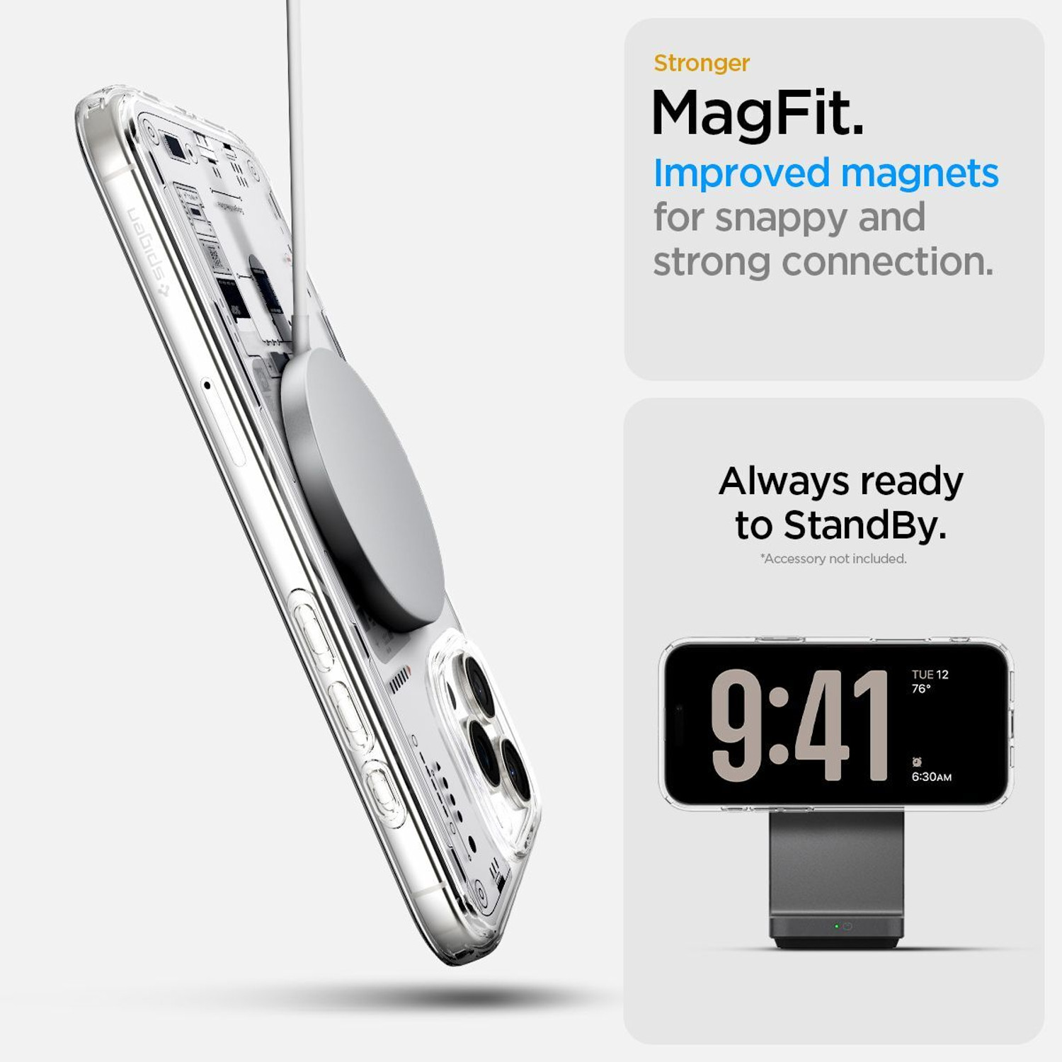 Image of Spigen Ultra Hybrid MagFit Back Cover for Apple iPhone 16 Pro Max (Transparent, Magsafe, Thermoplastic Polyurethane, Polycarbonate, Pack of: 1)