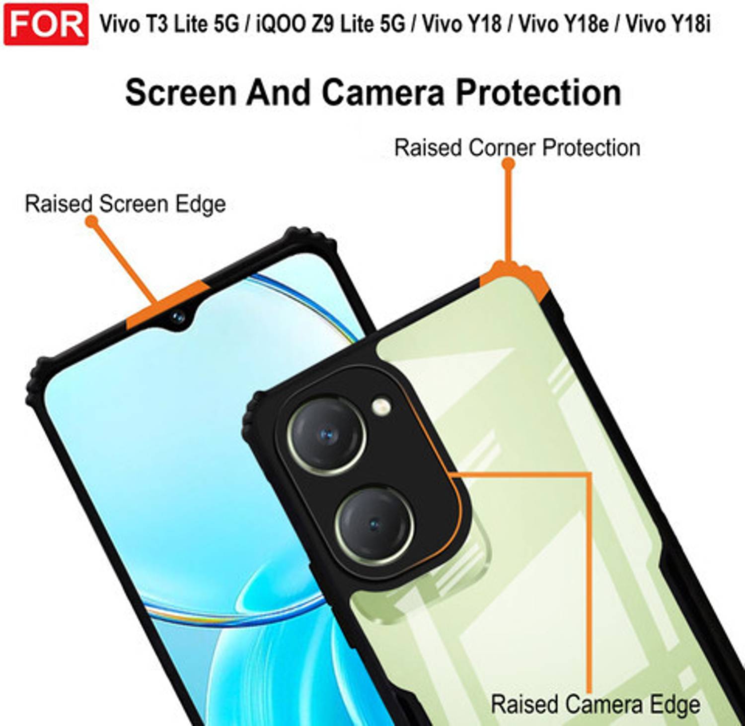 NJASHAO Back Cover for vivo T3 Lite 5G Black - Image 3