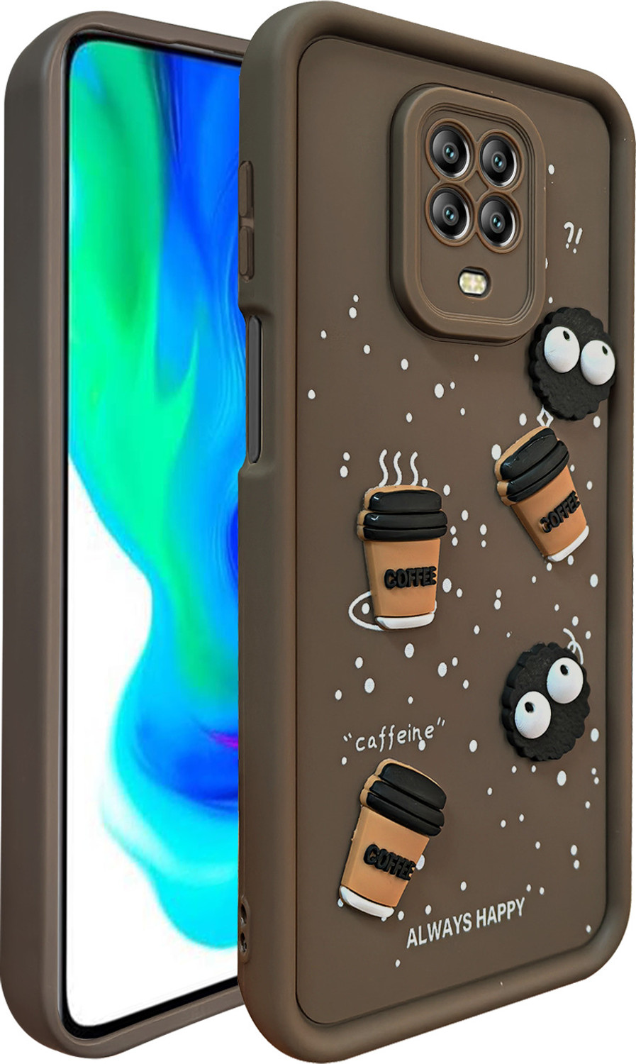 Image of KartV Back Cover for Mi Redmi Note 9 Pro Max (Brown, Camera Bump Protector, Silicon, Rubber, Pack of: 1)