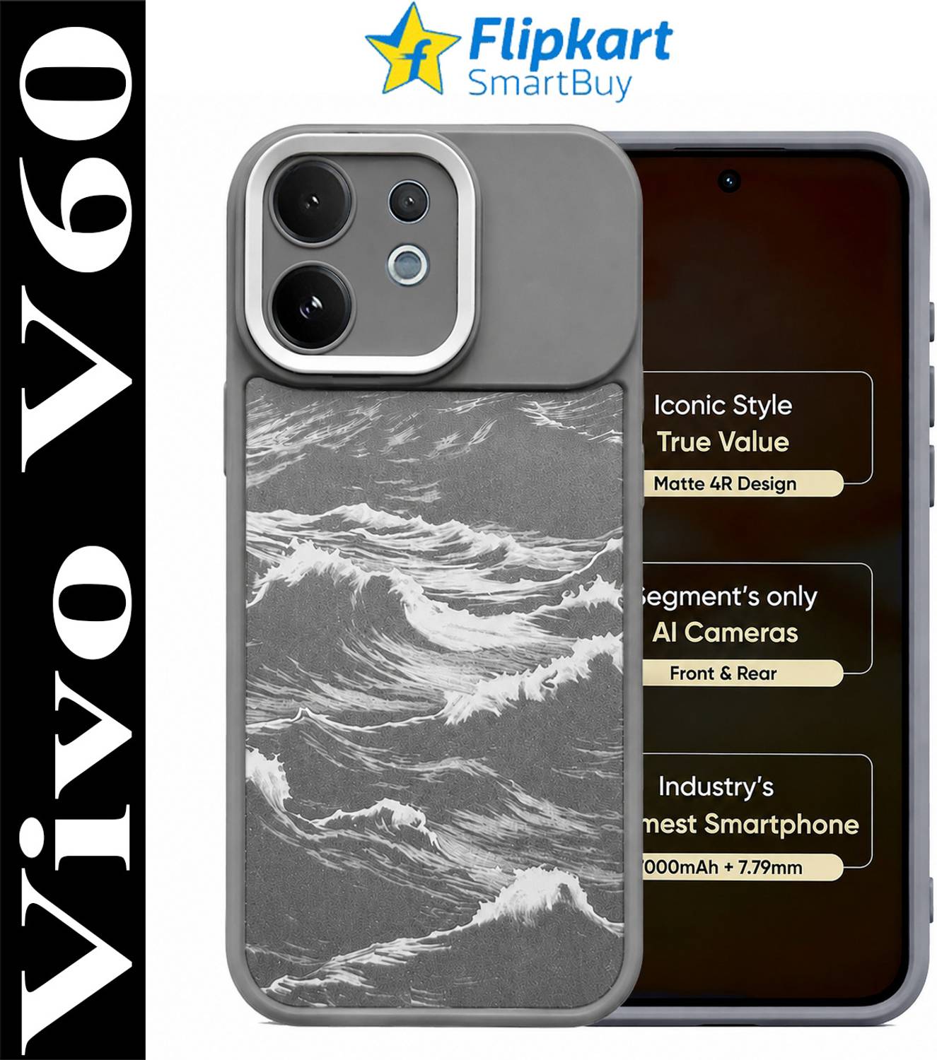 Flipkart SmartBuy Back Cover for vivo V60 5G Gray - Image 2
