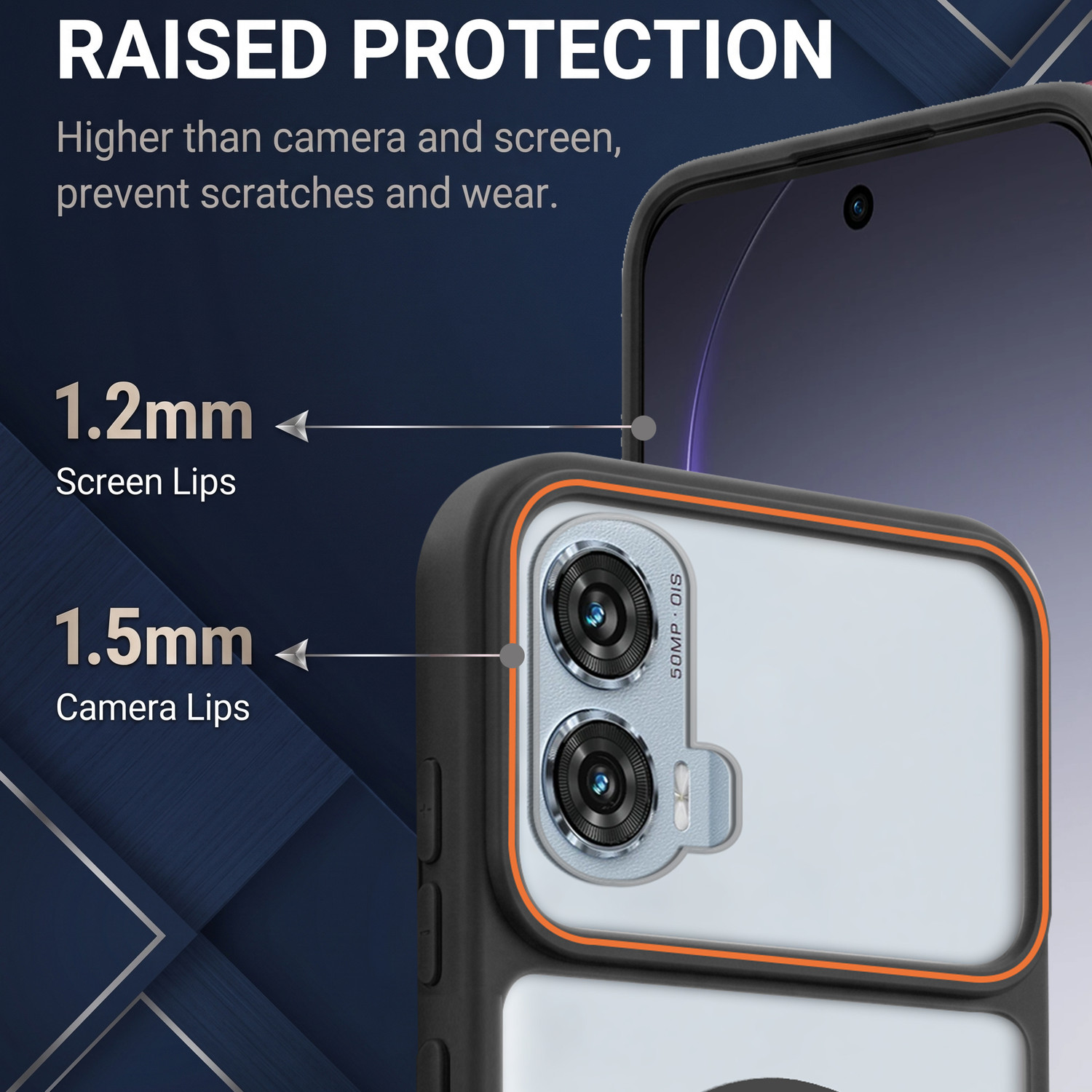 Image of KartV Back Cover for MOTOROLA Edge 50 Fusion, MOTOROLA Edge 50 Fusion (Black, Camera Bump Protector, Silicon, Metal, Polycarbonate, Plastic, Pack of: 1)