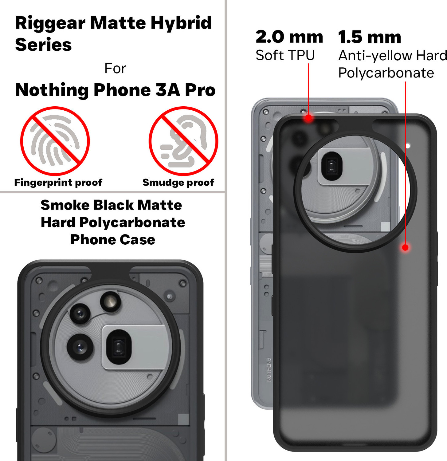 Image of RIGGEAR Back Cover for Nothing Phone (3a) Pro (Matte)