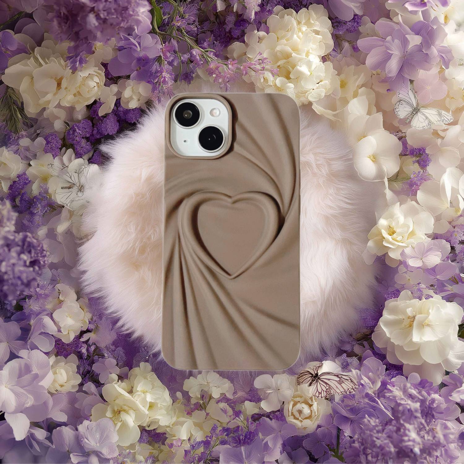 bafaon Back Cover for Apple iPhone 14 Stylish 3D Heart Embossed Back Cover | Soft Silicone Case